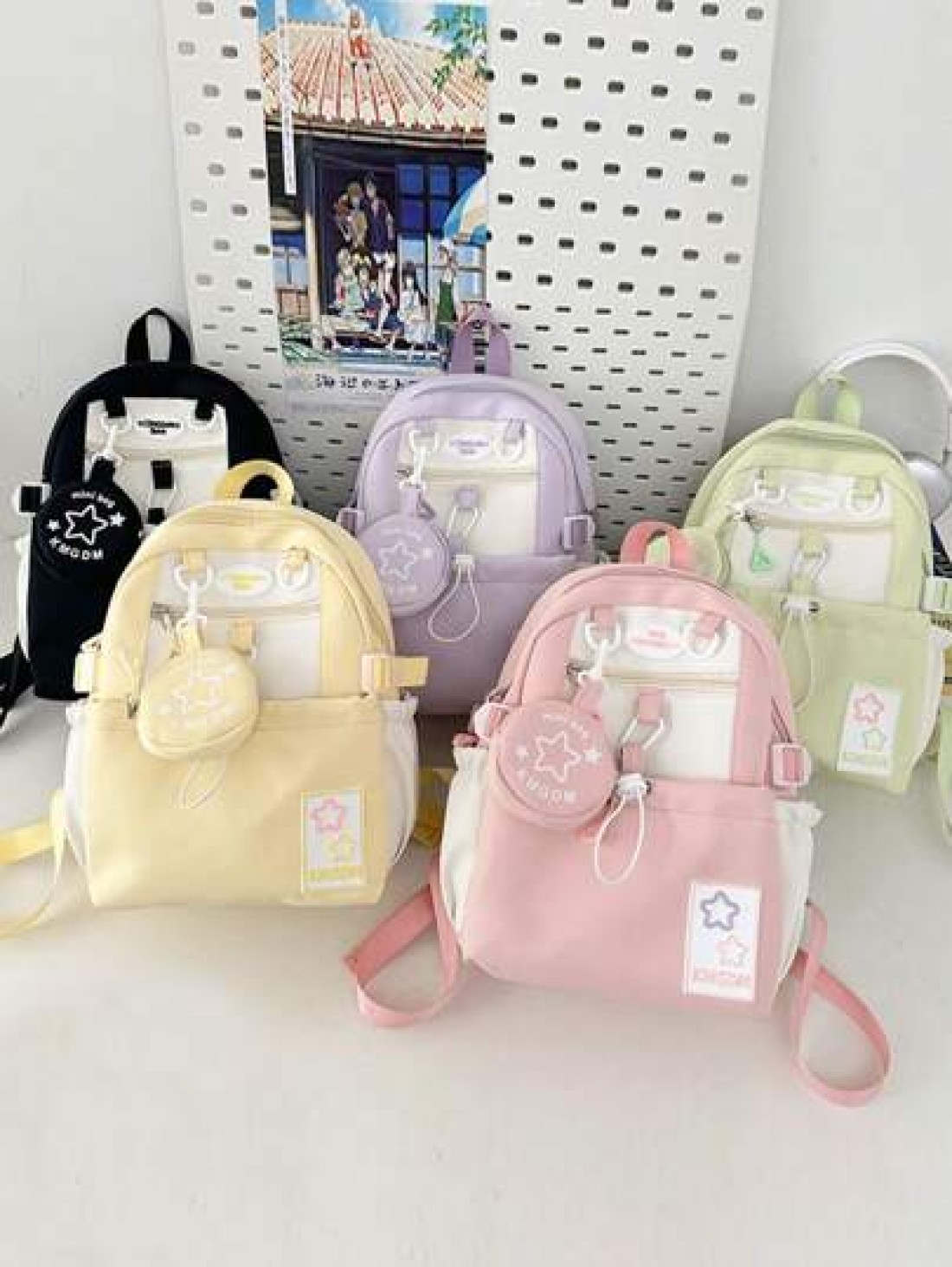 Japanese Cute Girl Hit Color Mini Shoulder Bag Female Korean Version Of The Dopamine Star Small Backpack Junior High School And High School School Bag Out Of The Travel Study Spring Tour Shoulder Bag