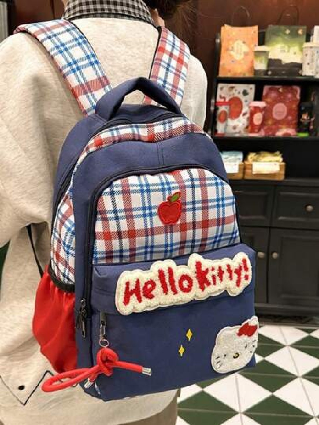 Sanrio Hello Kitty Backpack Retro Plaid Cute Cartoon Large Capacity Lightweight School Bag For Female College Students Niche Design Ideal For Classes And Casual Use Stylish Student Backpack For Everyd