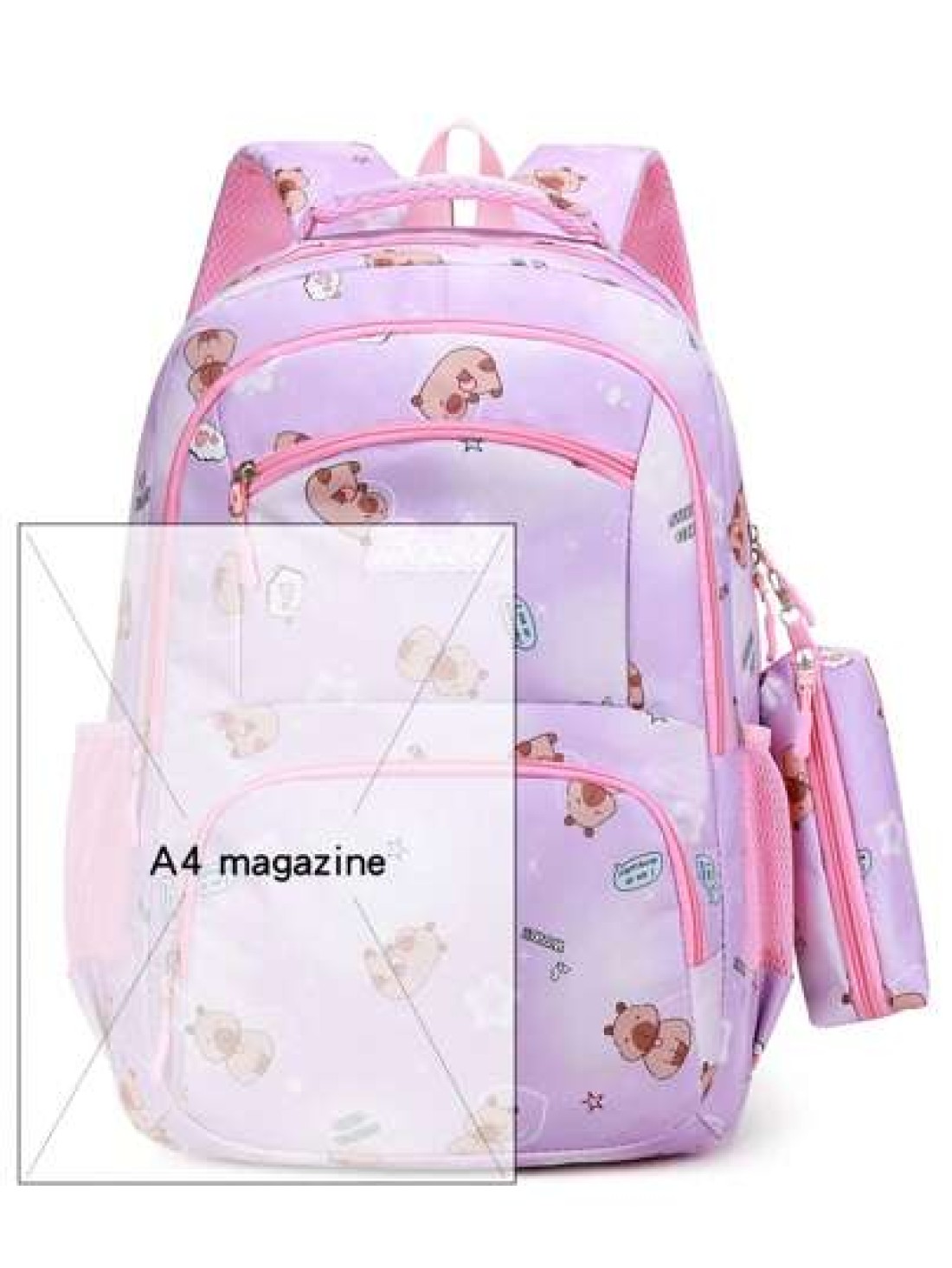 Capybara Student Backpack For Middle School And High School Girls With Camouflage Print Large Capacity Leisure Double Shoulder Bag For Primary School Students