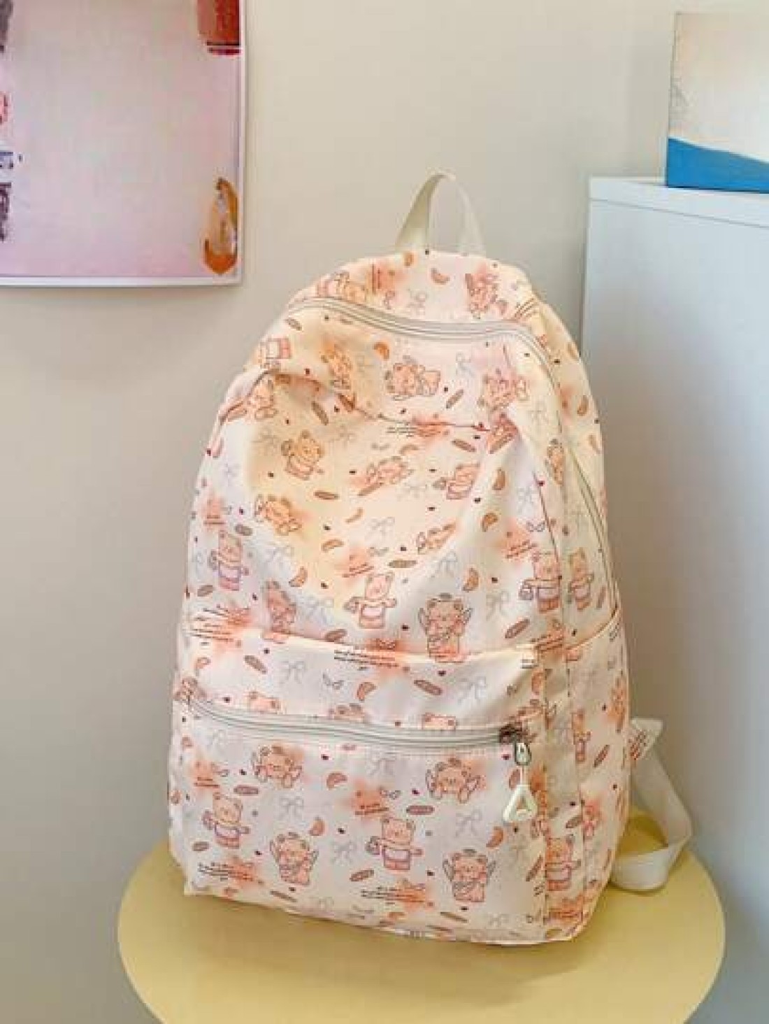 Classic Bear Pattern Backpack All Match Fashion Casual Versatile High Capacity Portable Travel Bag Suitable For Any Occasion