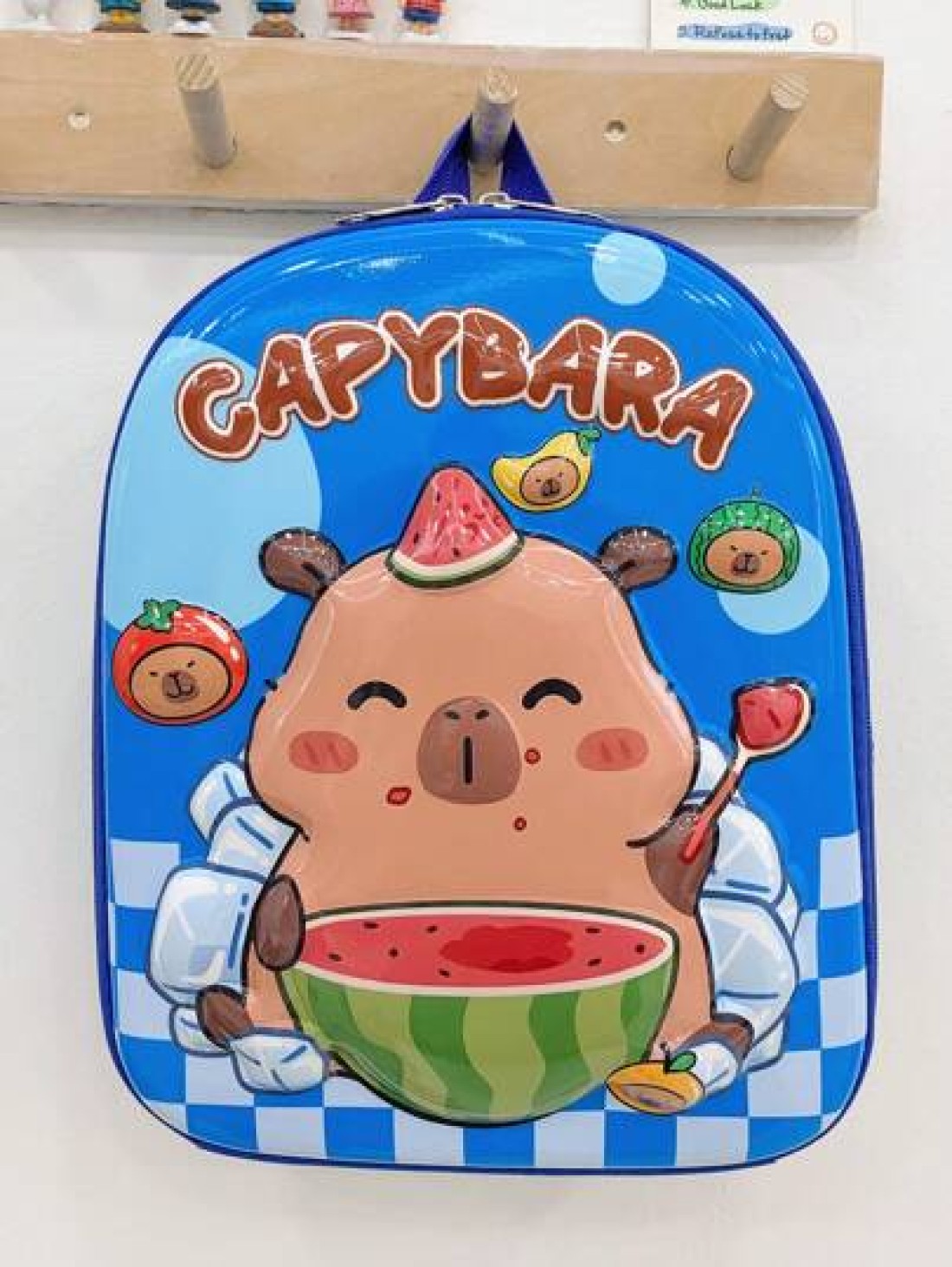 1 Pc New Boys And Girls Cartoon Capybara Print Pvc Nylon Backpack Adjustable Straps Zipper Closure Cute Casual Bag For School Outdoor Activities Travel And Friends Gift