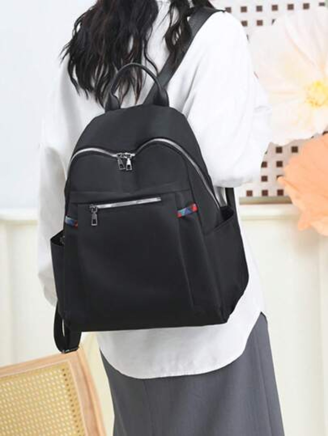 Girls Oxford Cloth Casual Backpack Large Capacity Travel Bag Schoolbag