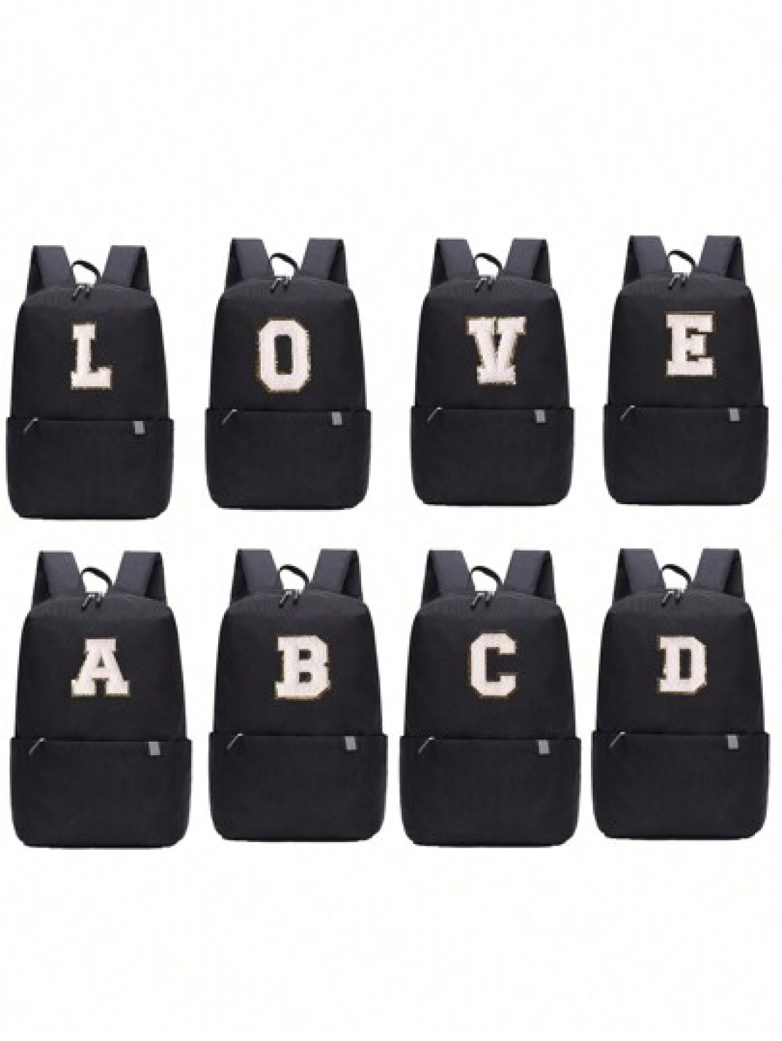 1pc Back To School Backpack Fashionable And Casual Large Capacity A Simple Solid Color Capacity Backpack For All Seasons DIY 26 Letter Flower Backpacks With Nylon Zipper Closure Suitable Daily Travel