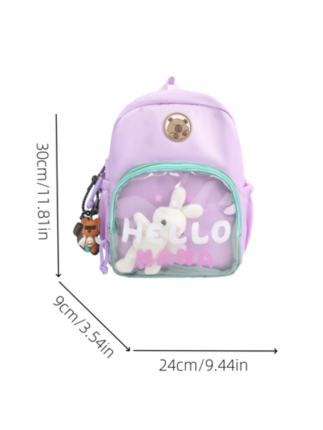 1pc New Fashion Contrast Color Cute Student Backpack Waterproof Large Capacity Nylon Schoolbag Without Pendant