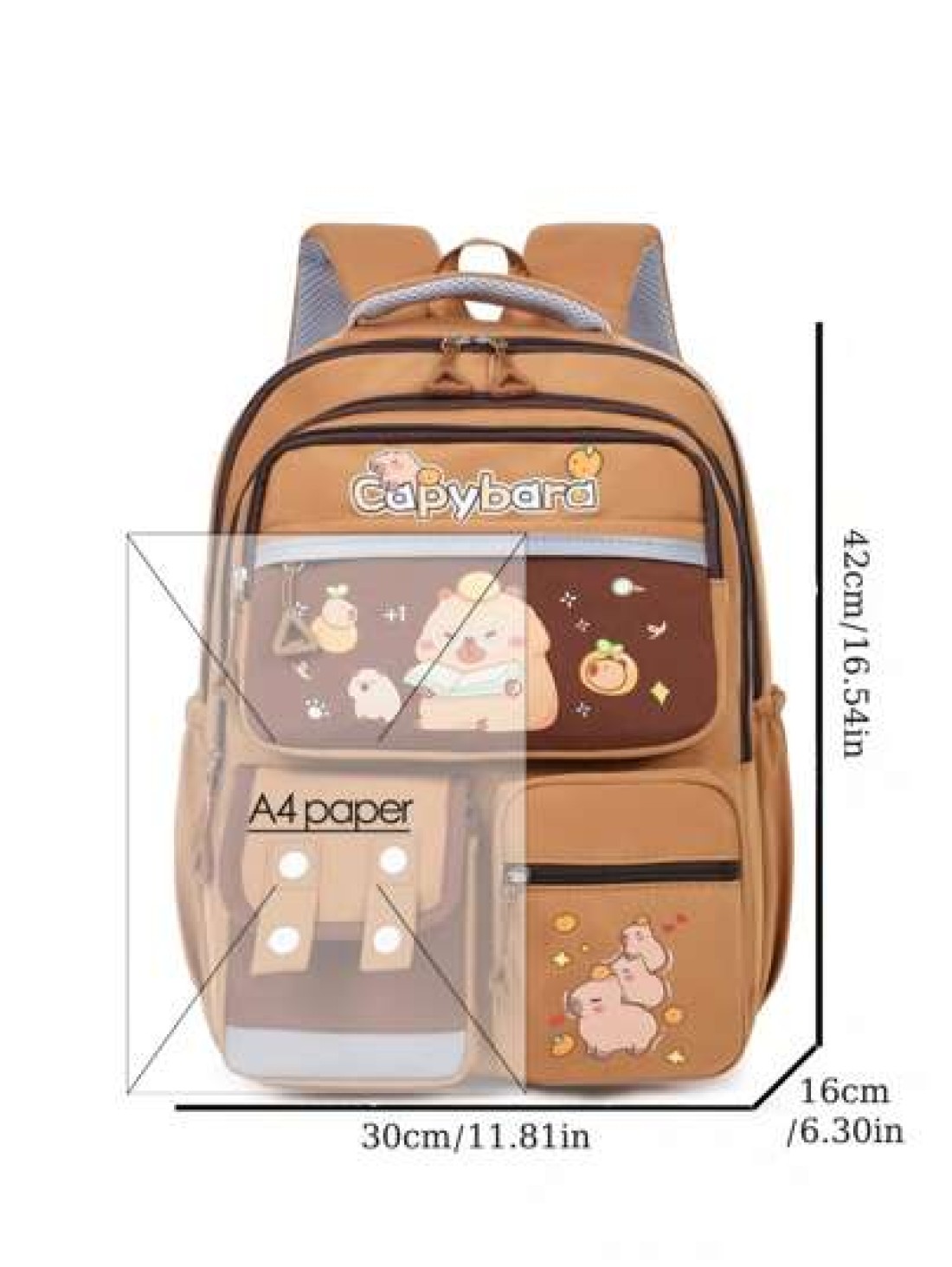 1 Pc Cute Cartoon Capybara Backpack Large Capacity Multiple Pockets Schoolbag With Adjustable Shoulder Sraps And Lightweight Design Bookbag Perfect For Students Teens And Kids For School Back To Schoo