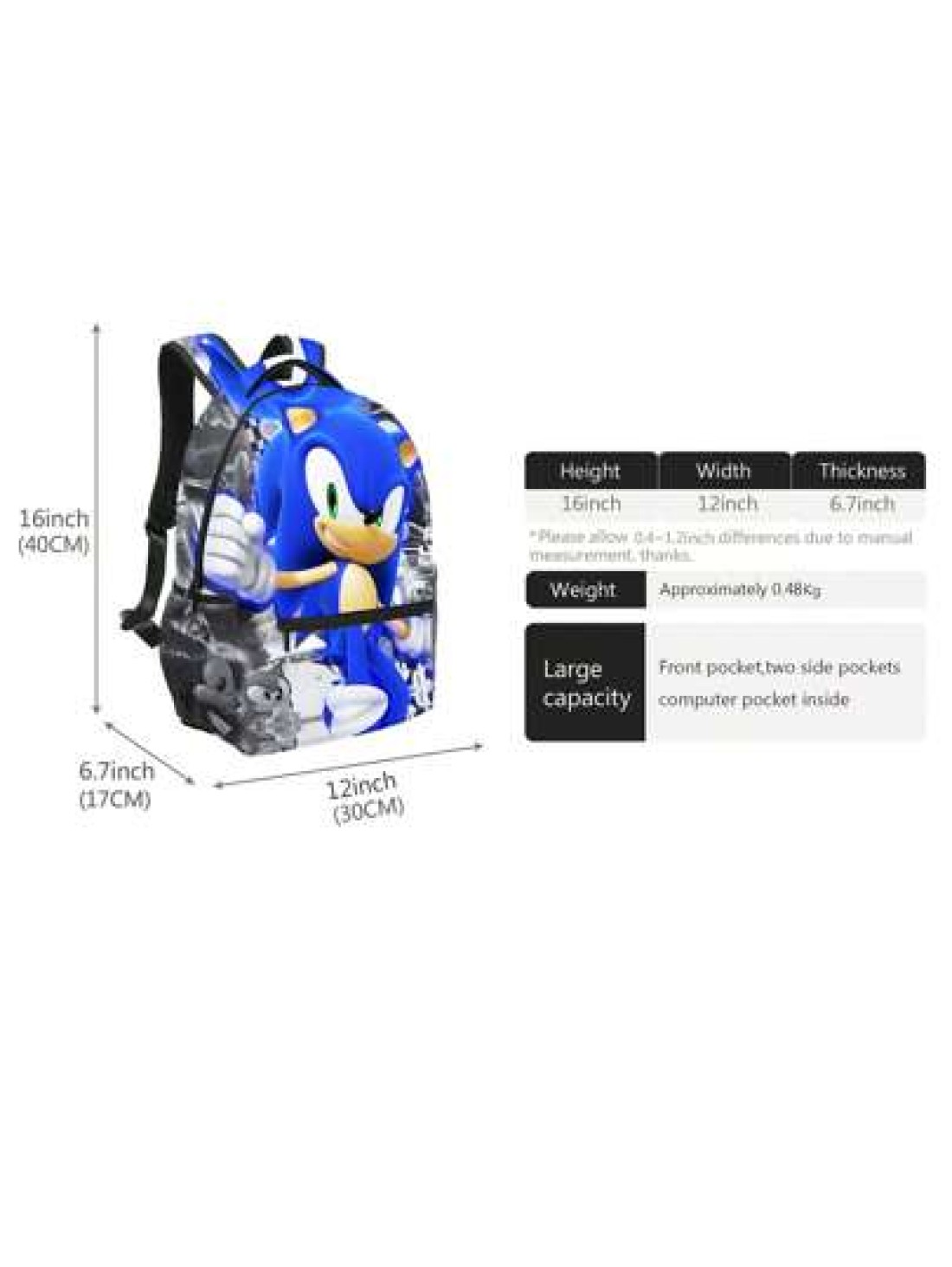 bandai Bandai Full Print Backpack 3D Three Dimensional Backpack Birthday Gift School Season Backpack Lightweight Large Capacity