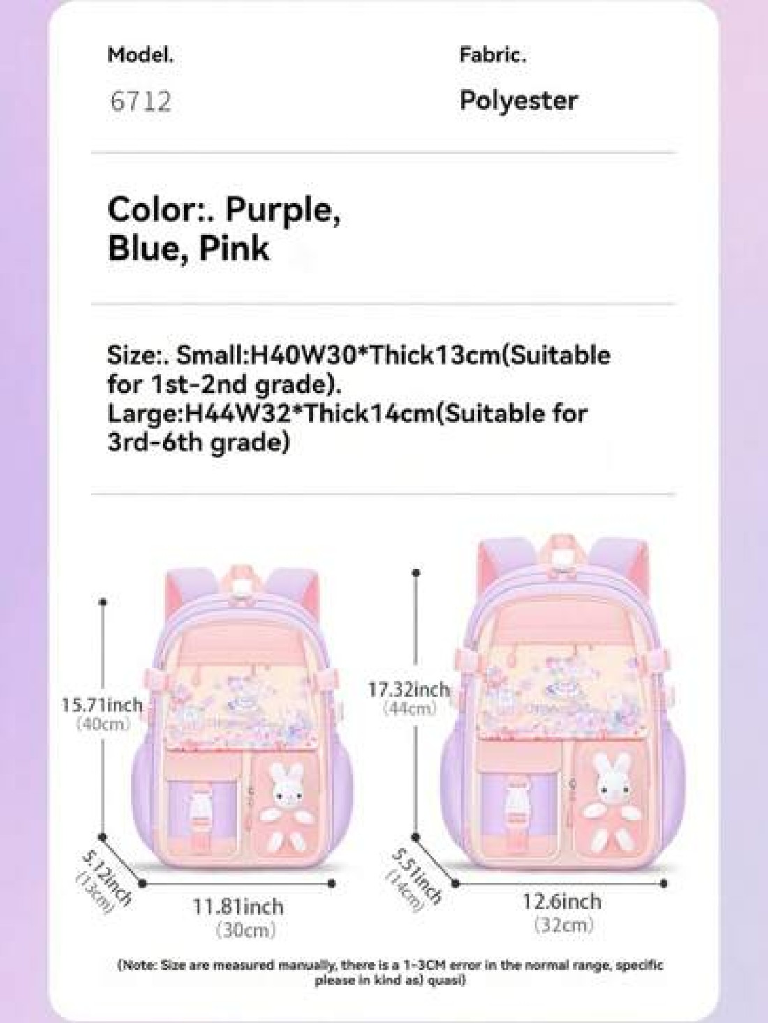 New Stylish Cute Kids Backpack Waterproof Lightweight Backpack For Elementary School Girls Aged 6 12 Years Old