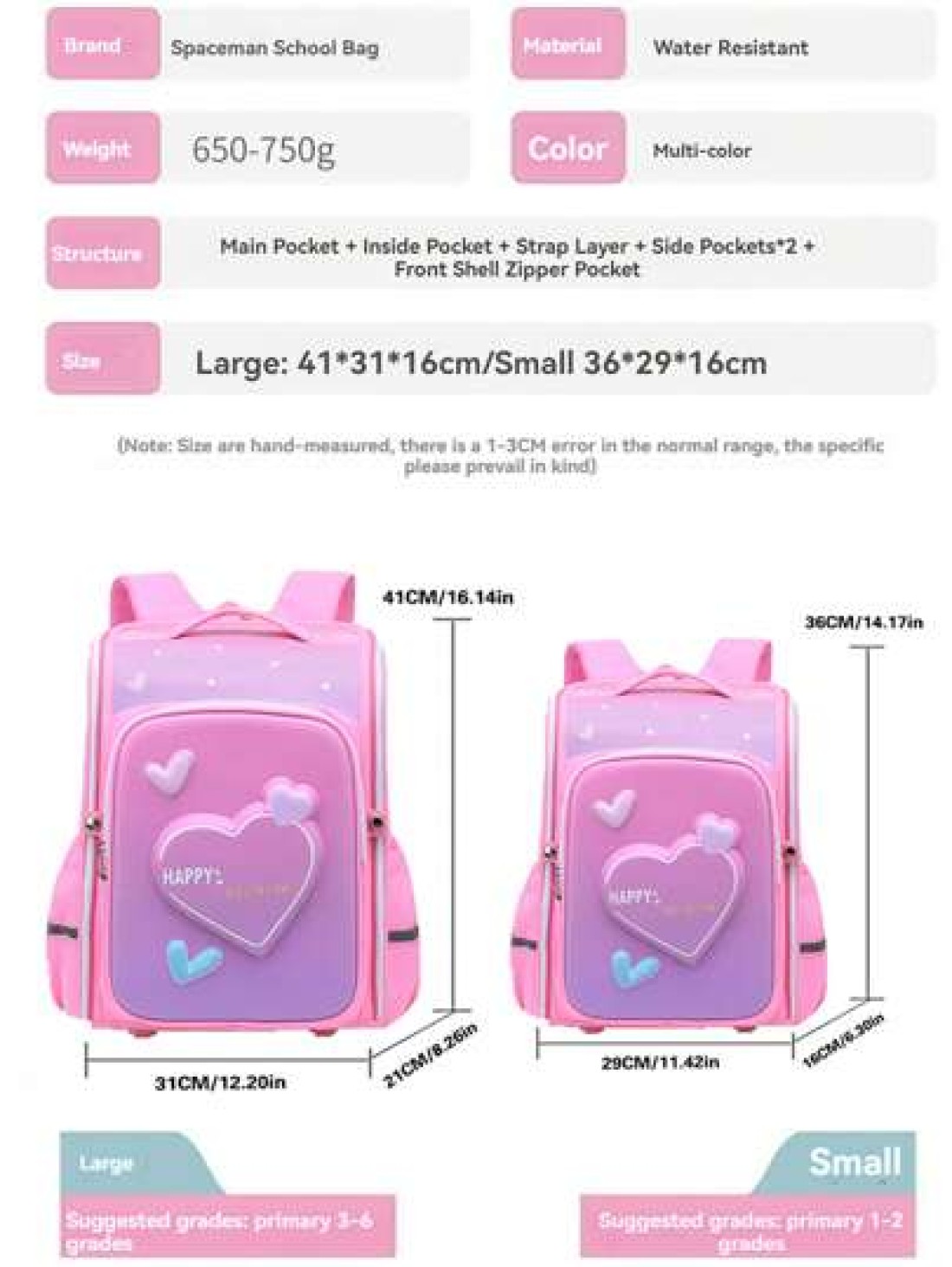 Elementary School Backpack For 1st To 6th Grade 6 12 Years Old Kids 3D Hard Shell Dual Shoulder Backpack Large Capacity Lightweight Casual Design For Boys And Girls