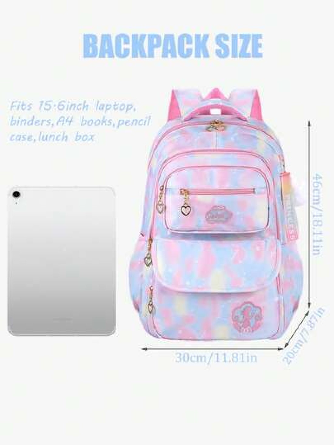 1pc Dreamy Girl Backpack School Backpack Casual Durable Lightweight Travel Backpack With White Furry Keychain Back To School Essential Suitable For Teen Girls For School And Travel