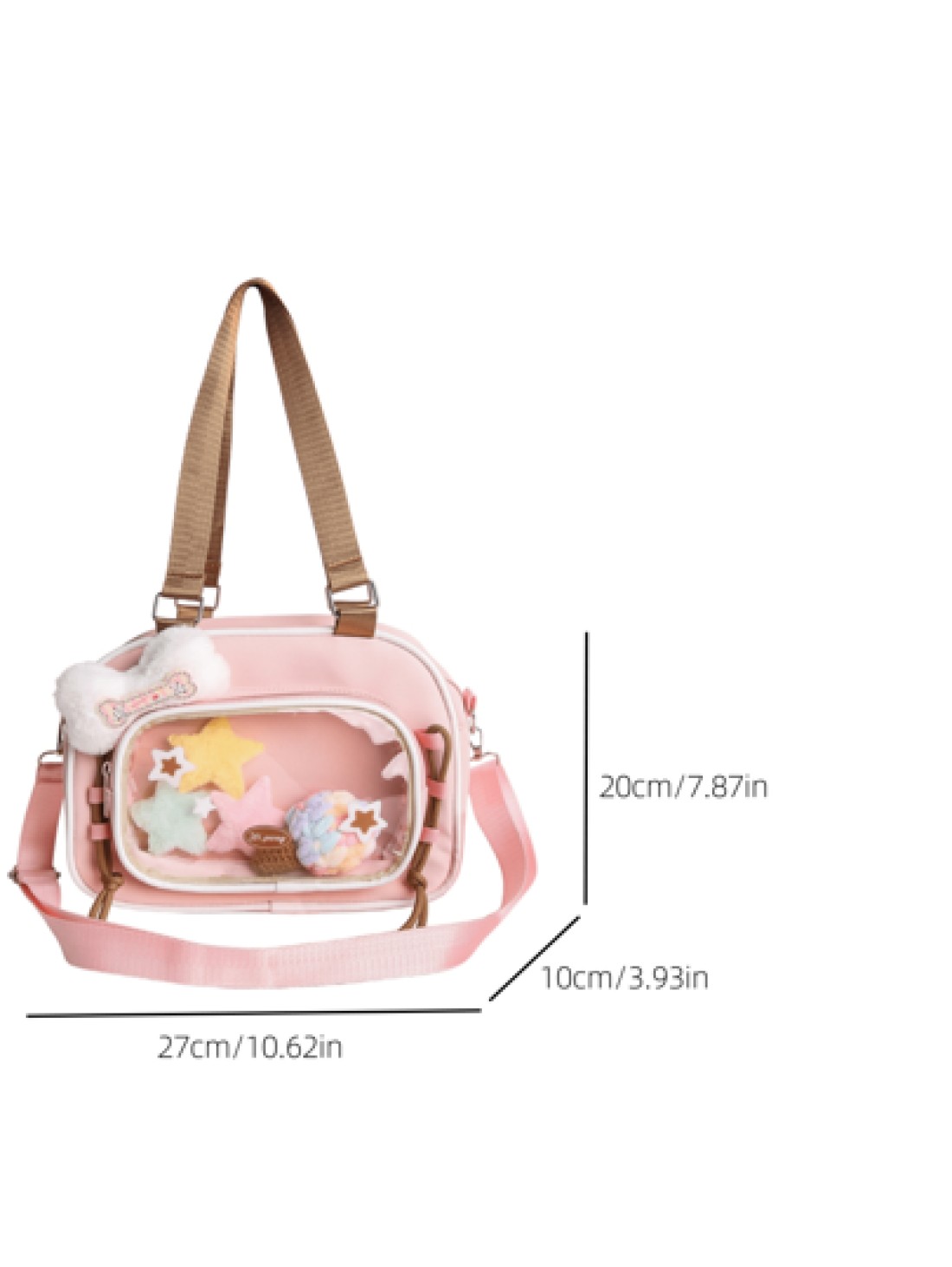 1pc New Casual Colorblock One Shoulder Bag Nylon Waterproof Transparent Crossbody Bag No Accessories Pendant