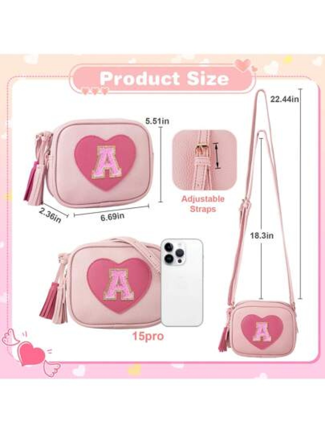 Heart Purse Little Girl Purse Birthday Gifts Cute Leather Toddler Purse Small Crossbody Bag With Tassel Personalized Initial Letter Bag Novelty Wallets For 2 10 Year Old Girl Children s Gifts Birthday
