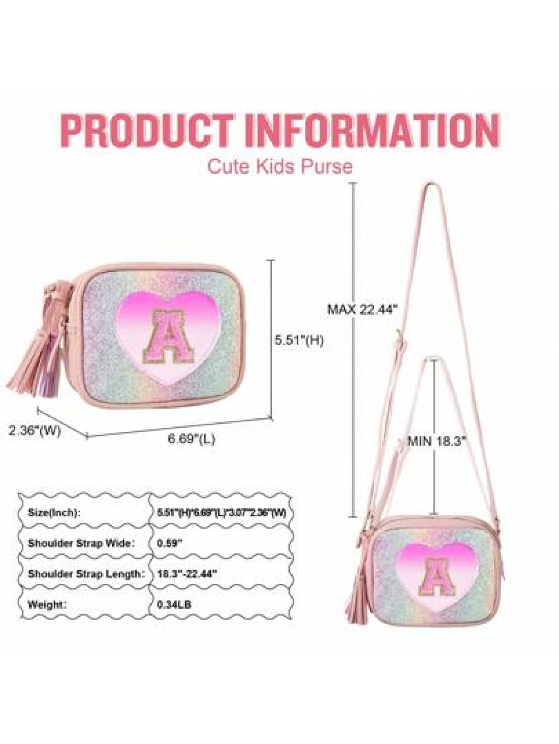 Birthday Gifts For 2 3 4 5 6 7 8 9 10 Year Old Girl Cute Little Girl Purse Toddler Purse For S Wallet Small Initial Shoulder Crossbody Bag Personalized Christmas Gift For Daughter Baby
