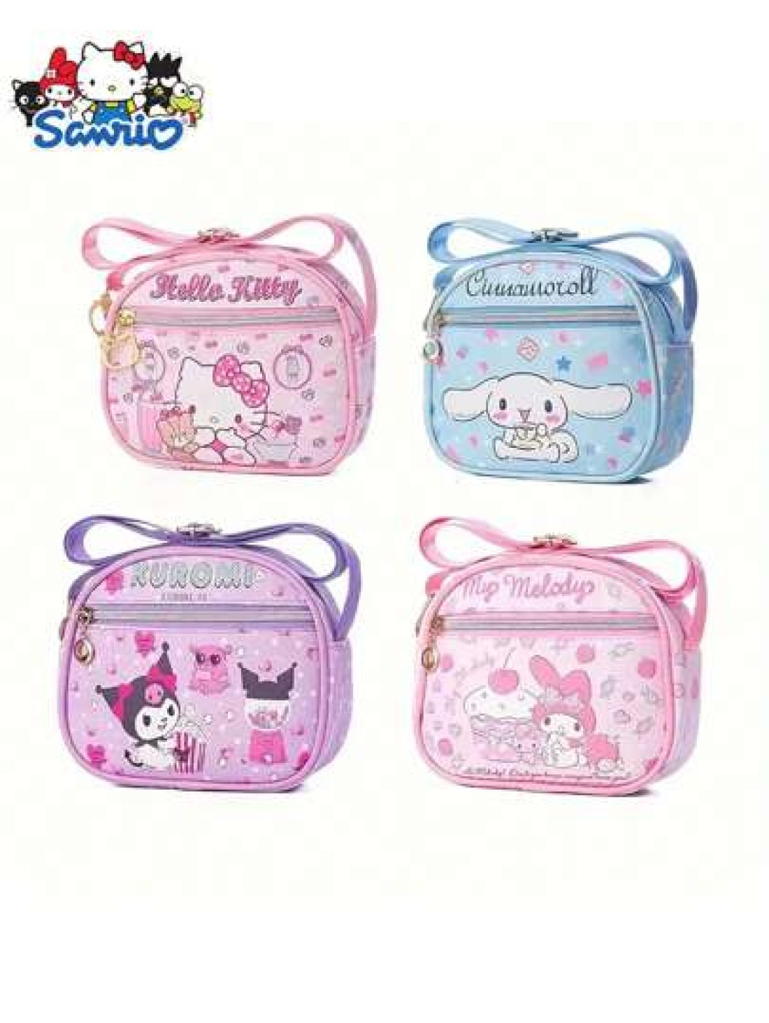 Sanrio 1pc Sanleo Hello Kitty Kuromi Melody Yugui Dog New Children s Crossbody Bag Fashion Cute Oval Girls Shopping Shoulder Bag Leather Waterproof Crossbody Bag Small Bag