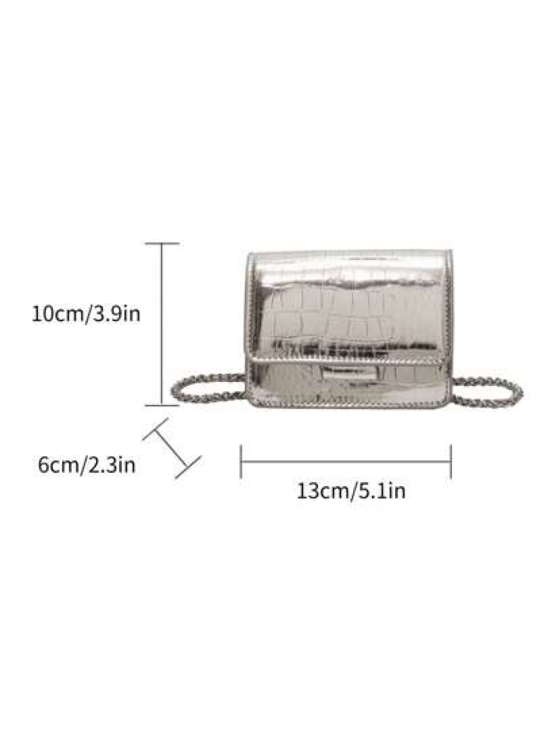 Pu Material Solid Color Metallic Mini Kids Crossbody Bag With Chain Strap