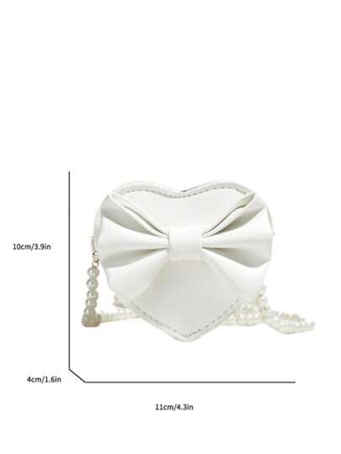 PU Leather Bow Decor Child s Single Shoulder Bag With Pearl Strap Princess Heart Shaped Small Crossbody Purse