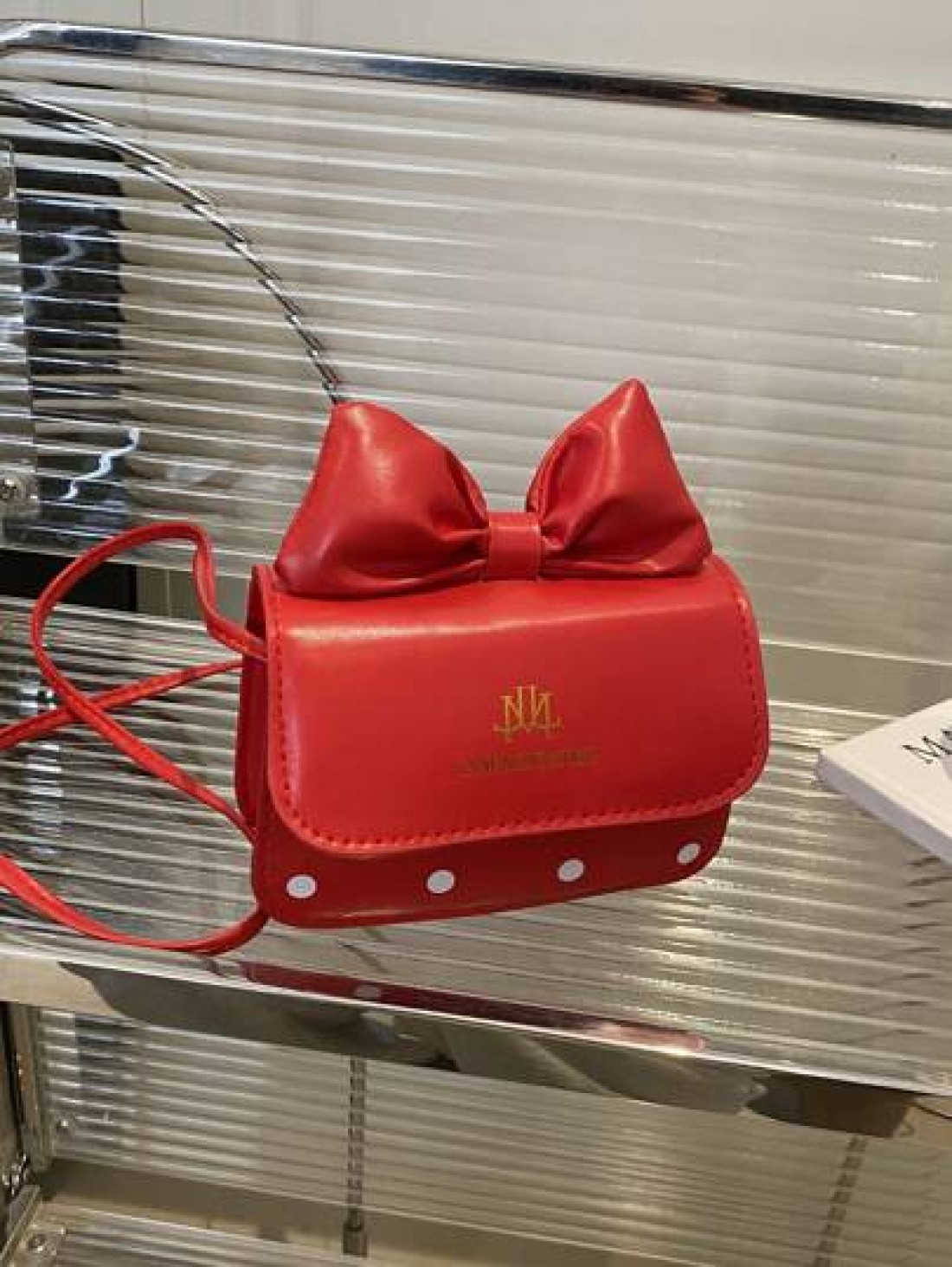 1PC Printed Polka Dot Three Dimensional Bow Underarm Bag Messenger Shoulder Girl s New Fashion Simple Small Square Summer Versatile Commuter Bag Magnetic Design Meet Basic Storage Needs Strong Practic
