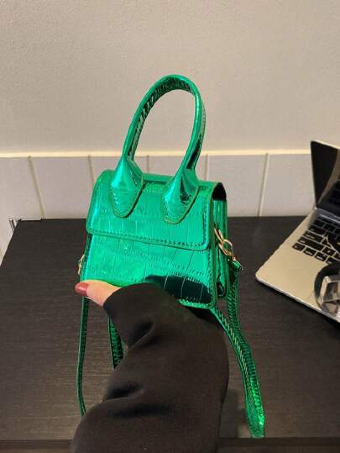 1pc New Fashion Stone Simple Hand Held Shoulder Crossbody Small Square Bag Elegant Mini Solid Color Crocodile Pattern Western Style Personalized Retro Aesthetic Casual Shoulder Crossbody Hand Held Sma