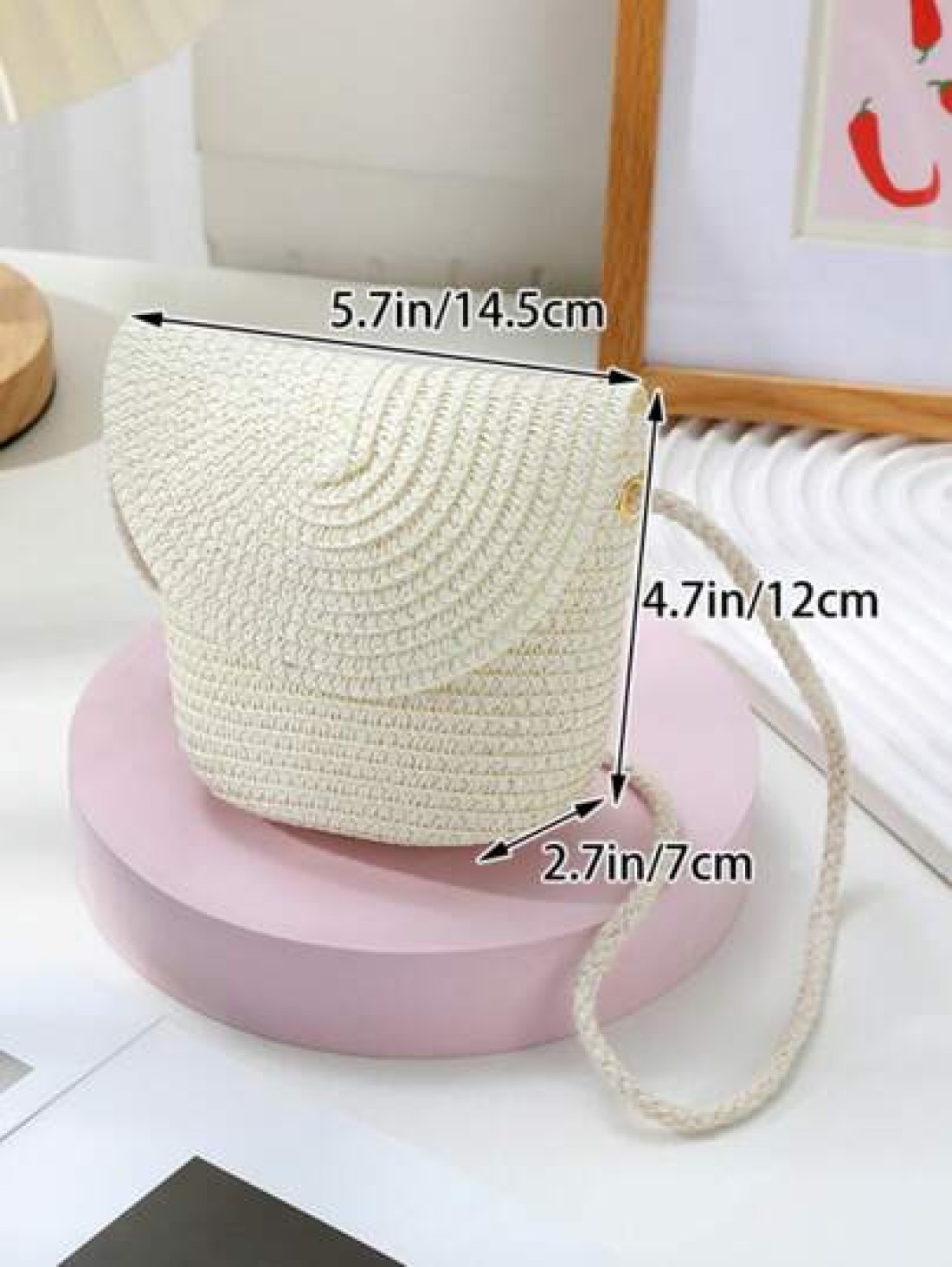 2024 New Cute Woven Grass Bag Beach Straw Bag For Perfect For Summer With Dress Mobile Phone And Cross Body