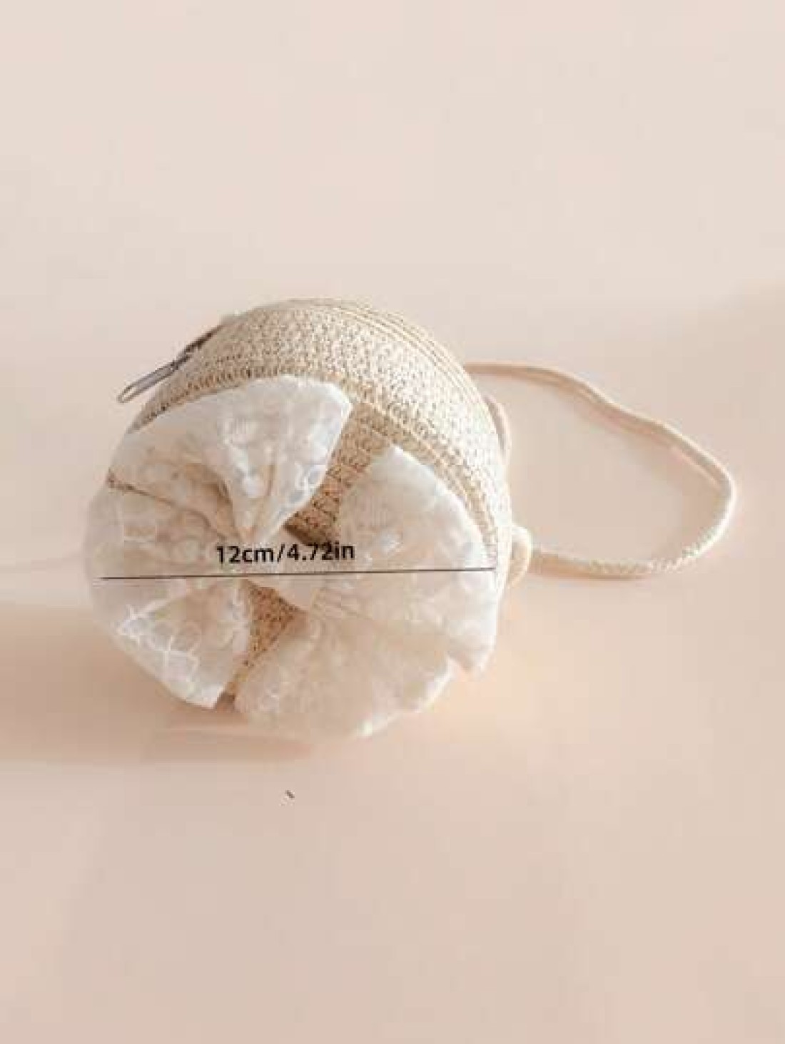1pc Girls Lace Bowknot Straw Crossbody Bag Kids Coin Purse For Travel Beach
