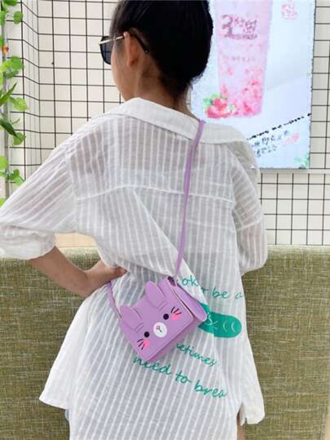 1pc Pu Magnet Closure Fashion Cartoon Bunny Three Dimensional Ears Shoulder Messenger Bag Cute Mini Coin Purse For Girls Suitable For A Variety Of Occasions Comfortable Shoulder Straps Versatile And N