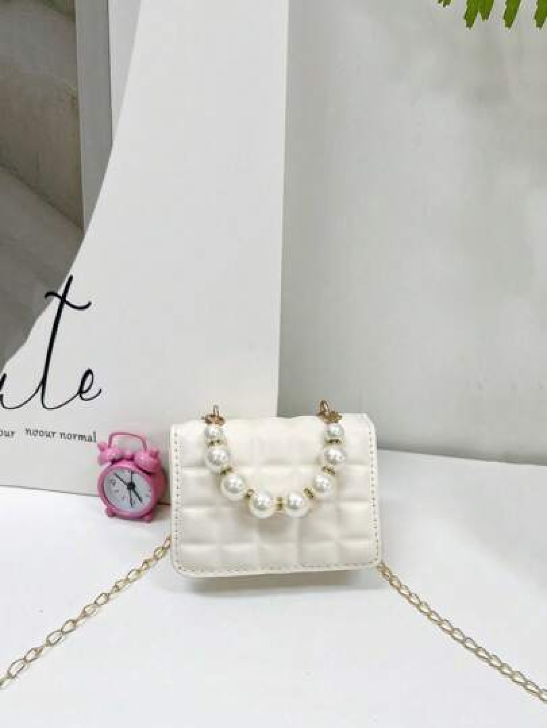Cute And Fashionable Pearl Texture Handbag Coin Purse Crossbody Bag Outing Handbag Small Square Bag
