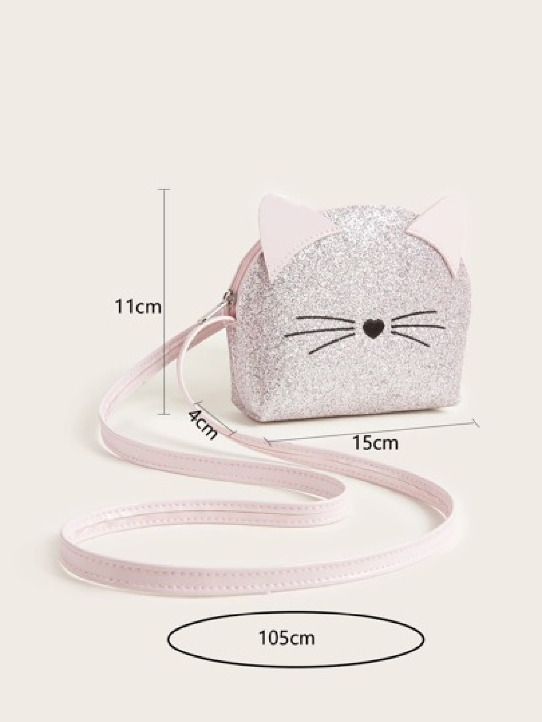 One Piece Girls Kitten Light Pink Gretel Half Circle Cute Mini Crossbody Bag Gift For Daily Use
