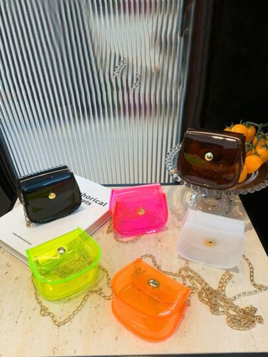 1pc Candy Colored PVC Mini Chain Crossbody Bag For Girls Suitable For Daily Use