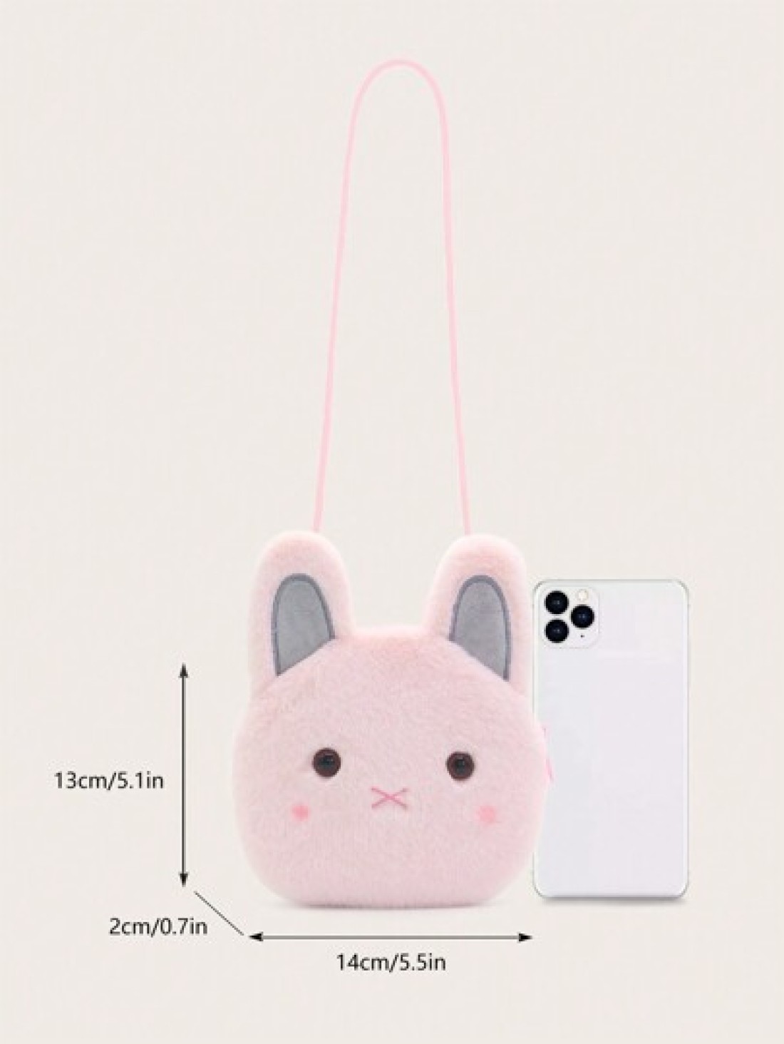 1pc Pink Bunny Mini Cute Crossbody Shoulder Bag For Girls Plush With Zipper Closure Suitable For Daily Use