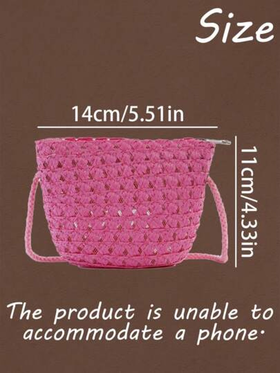 1pc Mini Lightweight Cute Woven Straw Crossbody Bag For Kids Suitable For Outdoor Beach Travel