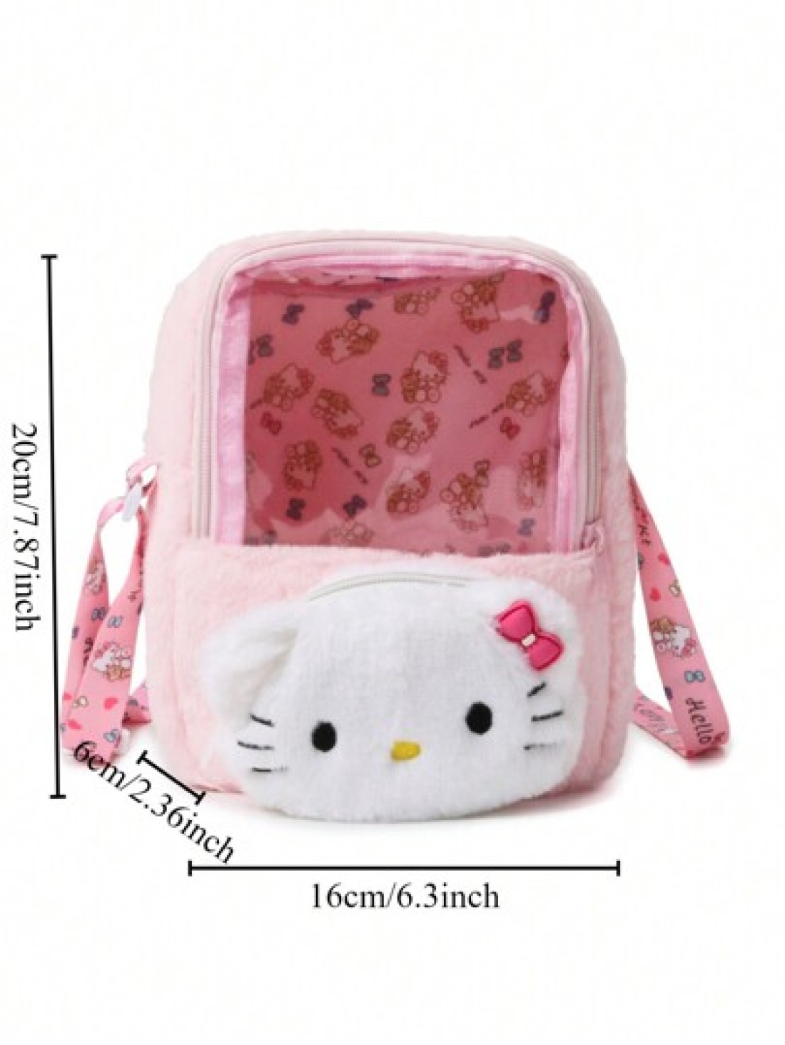 Sanrio Sanrio Hello Kitty Plush Crossbody Bag Exquisite And Versatile Translucent Cute Girly Heart Portable Storage Bag