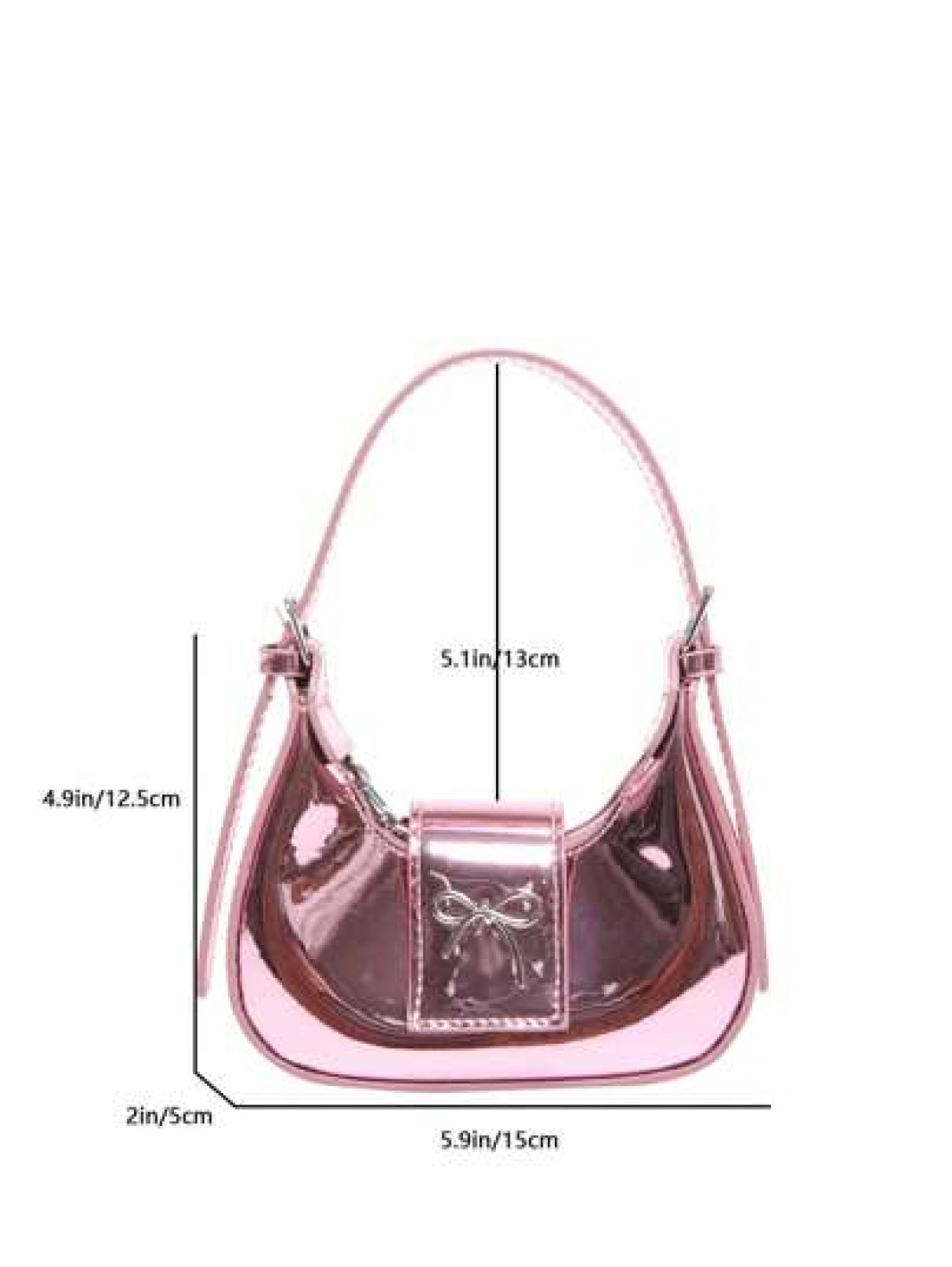 Girls Fashionable Glossy Handbag Coin Purse Butterfly Decor Small Crossbody Bag