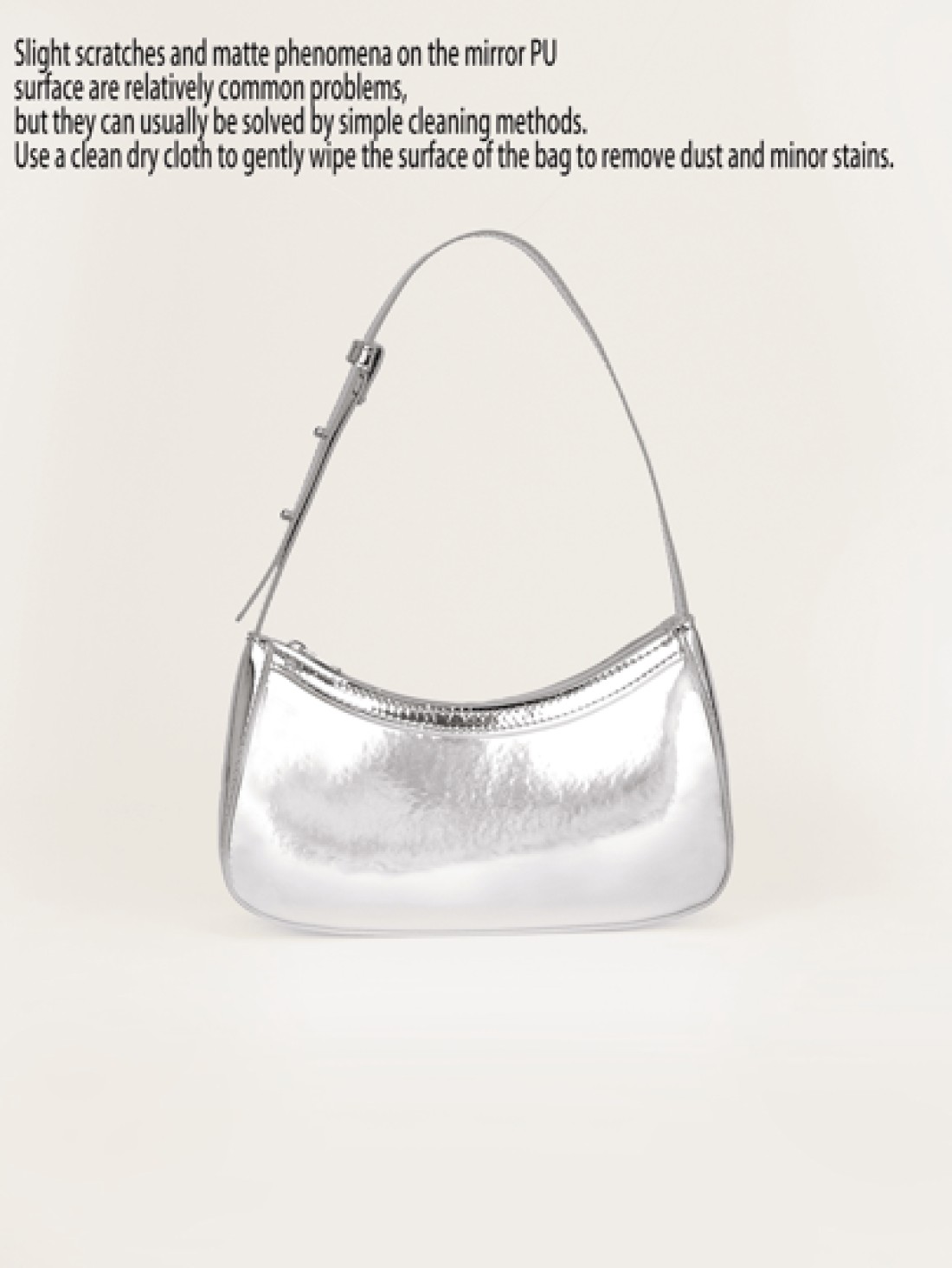 1pc Mirror Silver Handbag Patent Leather Reflective Clutch Shoulder Bag