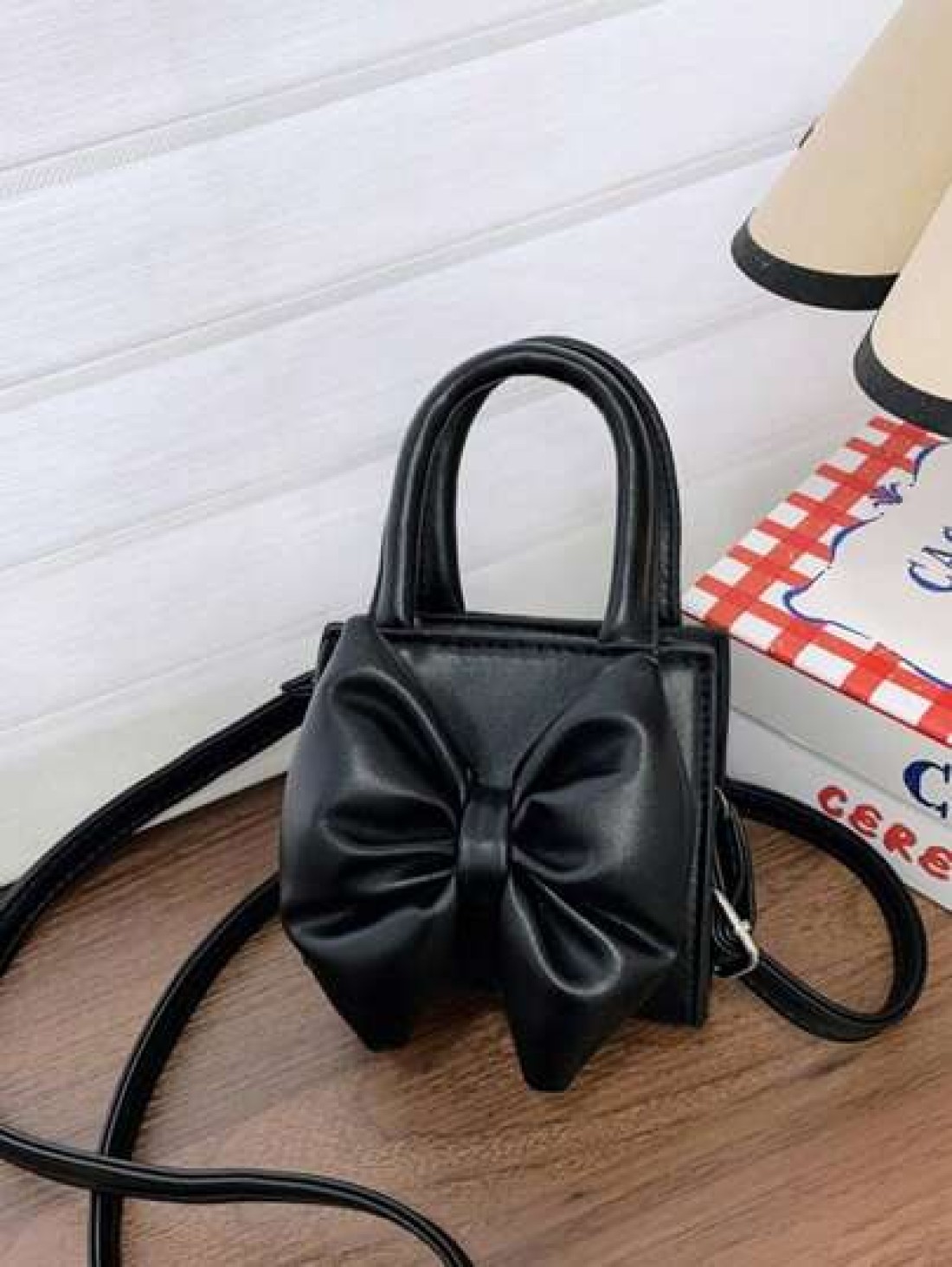 1pc Mini Pu Magnet Closure Fashion Sweet Western Bow Handbag Niche Design Out To Play Shoulder Messenger Bag Korean Highly Attractive Bag Adjustable Shoulder Strap Suitable For Going Out School Commut
