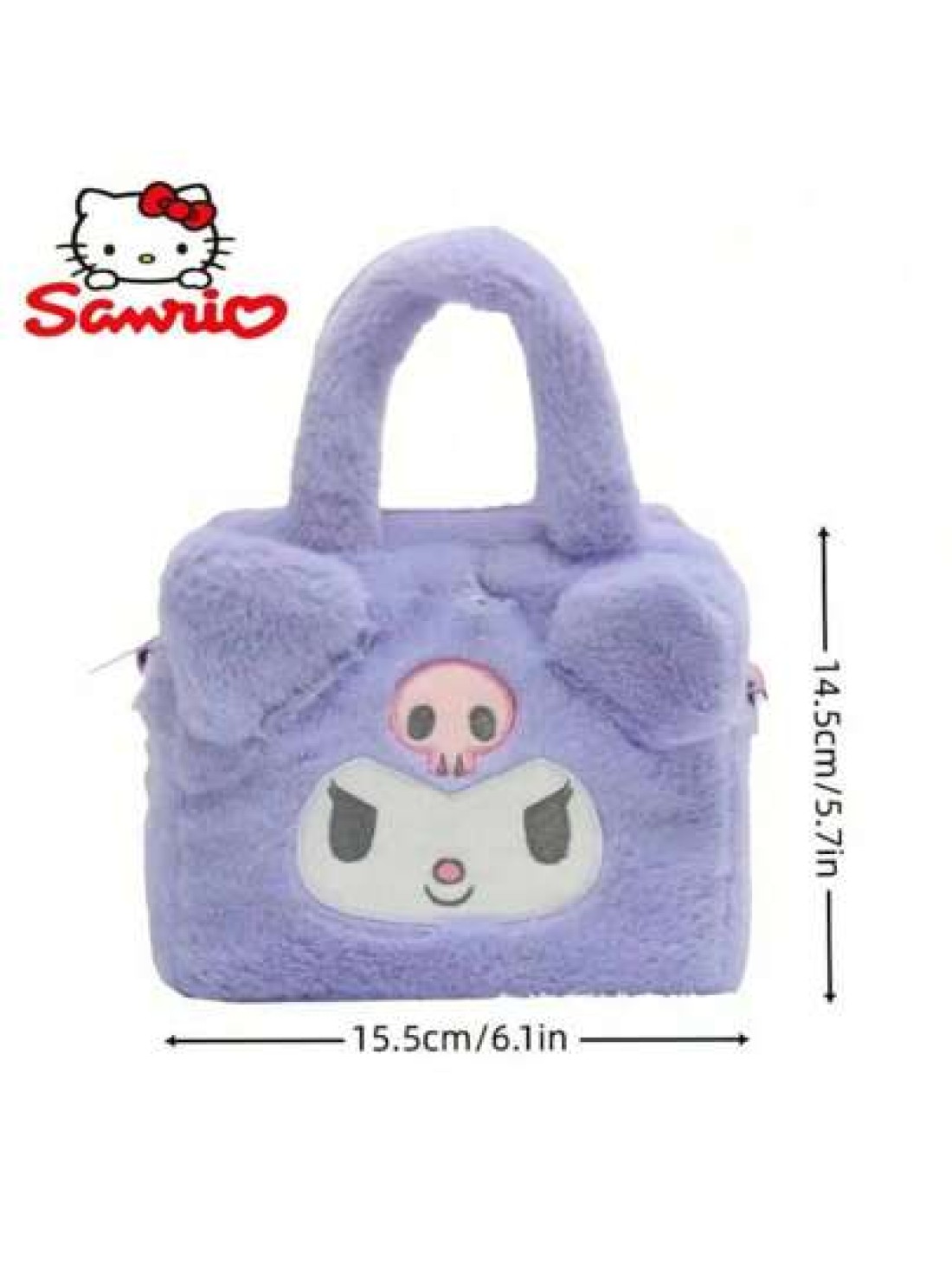 Sanrio Sanrio 1pc Cute Cartoon Character Plush Hand Bag Adjustable 3D Handle Tote Bag For Girls Themed Anime Design Travel Storage Pouch With Soft Padding Strap For Travel Storage Bag Makeup Bag Cosme