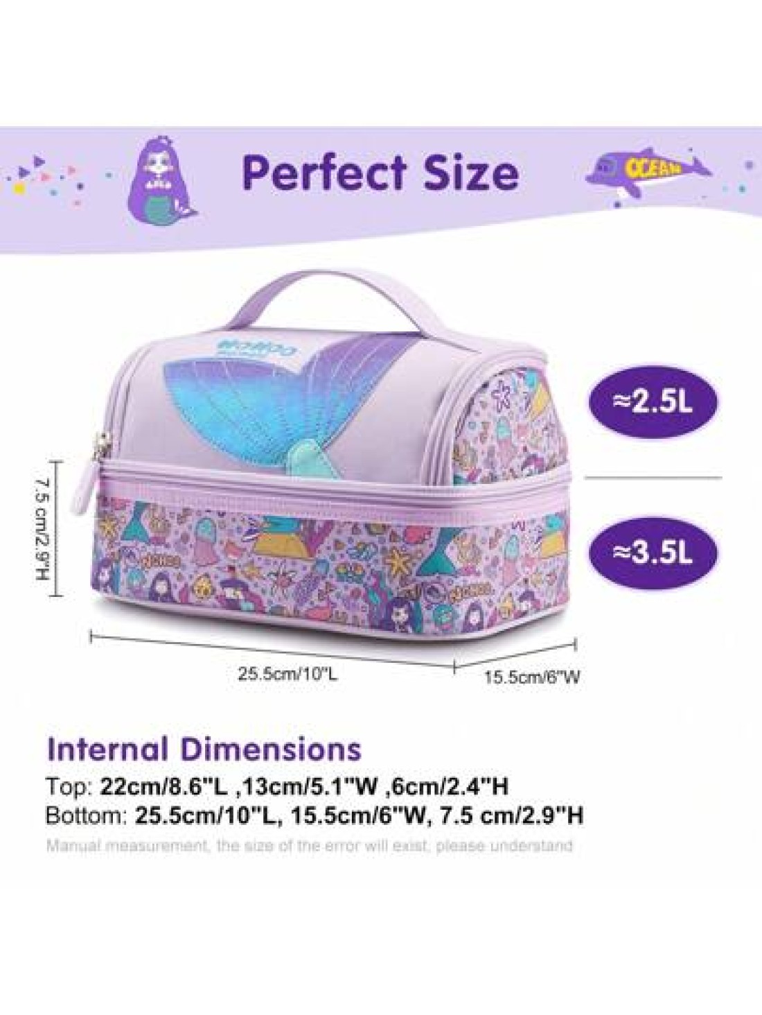 Super Powerful Girls Essentials 1pc Cartoon Animal Design Lunch Bag Girl Insulated Bento Box Double Layer Compartment Handbag Can Hold Hot Cold Food Inner Layer Keeps Warm Fresh Cool Large Capacity Od