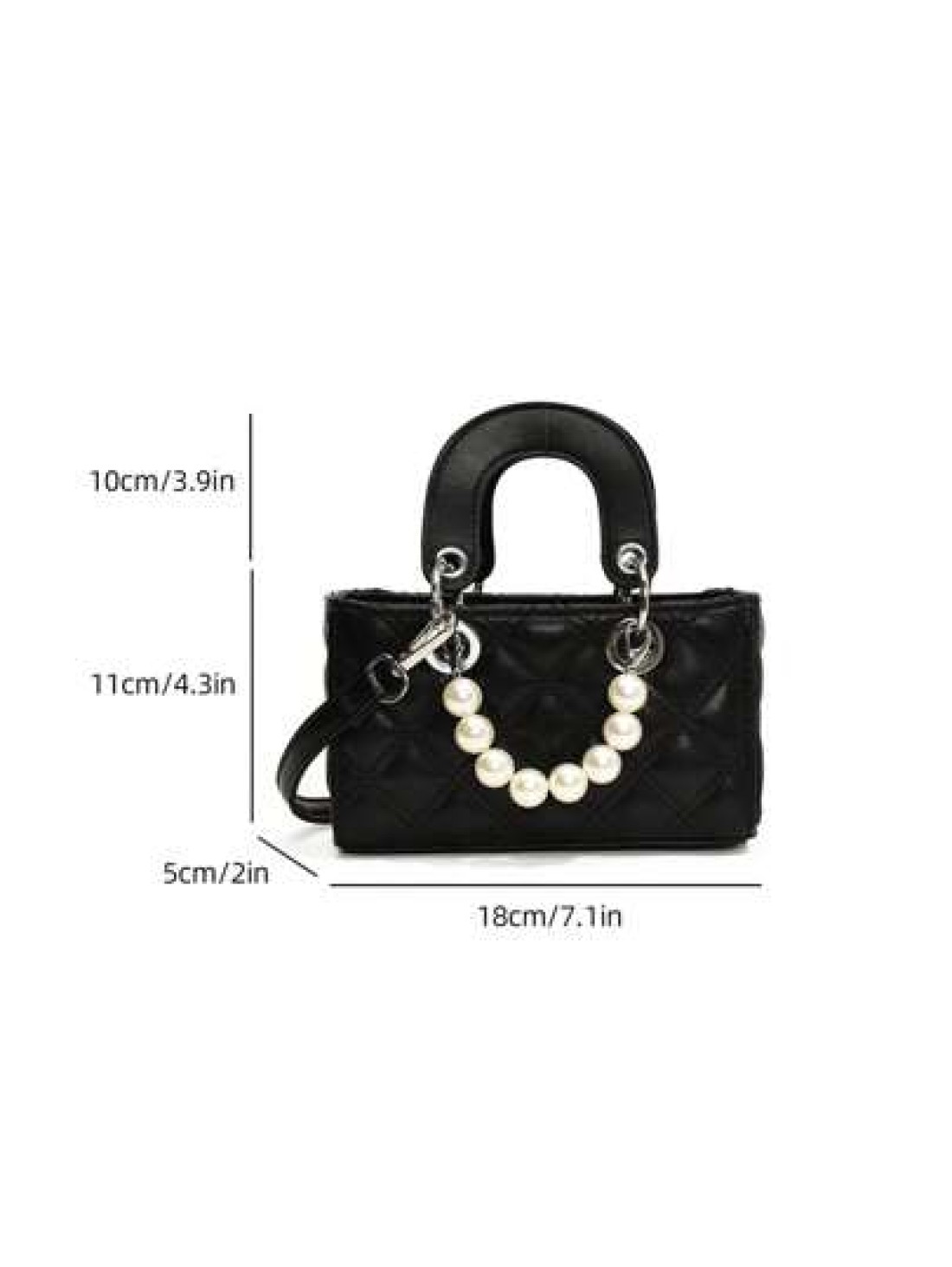 European American Style Embroidered Chain Strap Handbag With Pearls Small Crossbody Purse