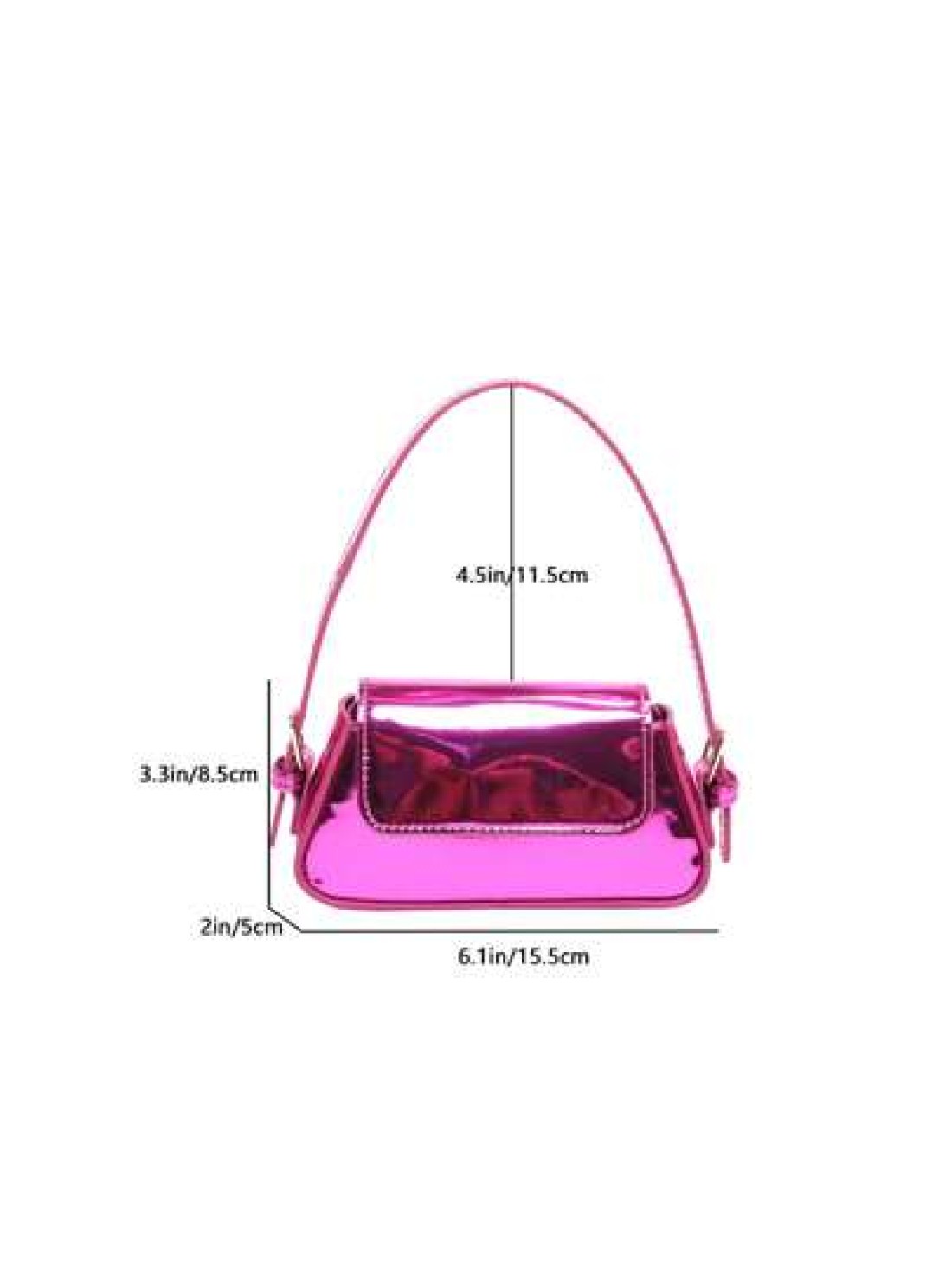 Girls Fashion Glossy Handbag Solid Color Molded Flap Underarm Bag