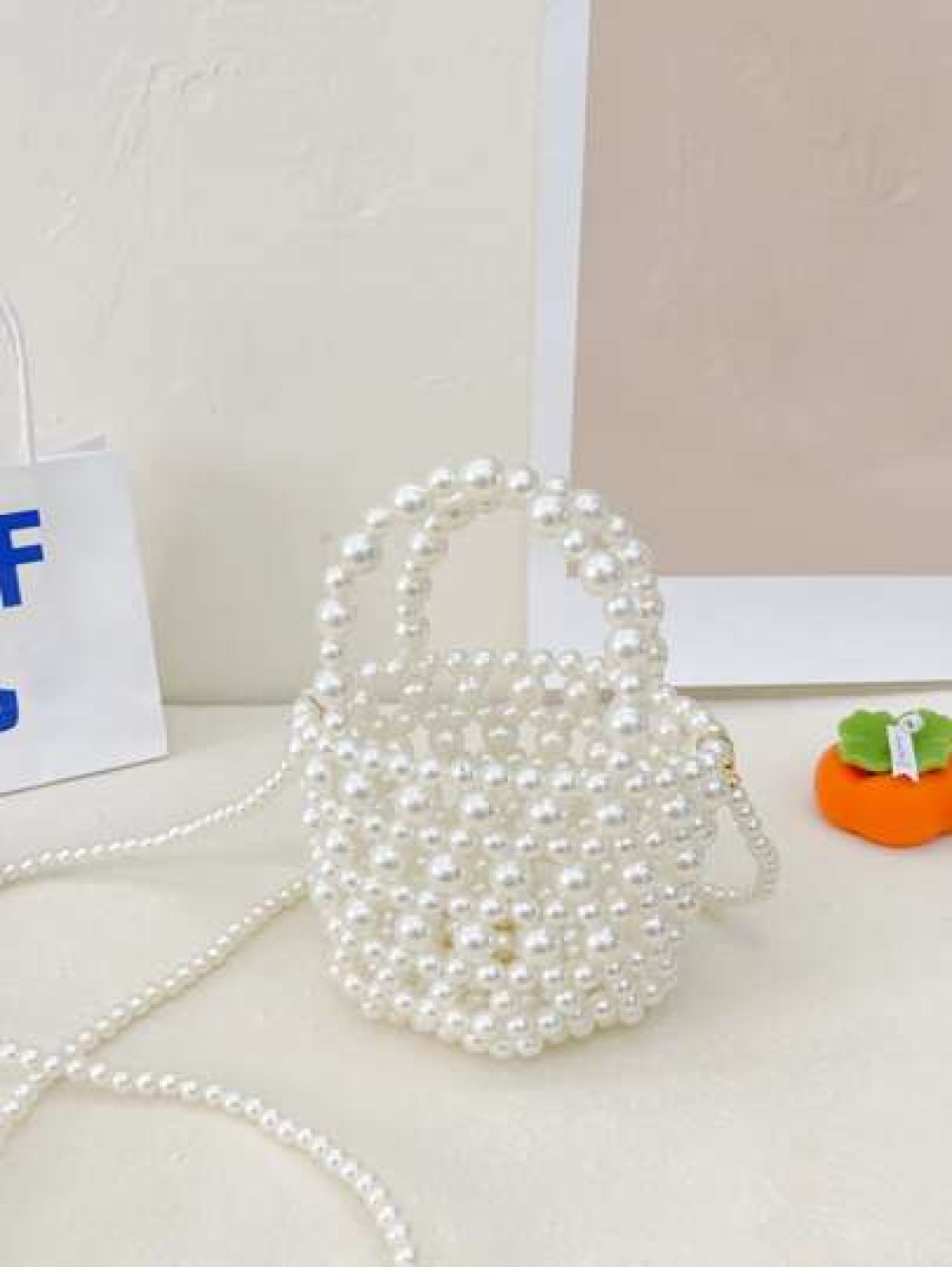 Girls Faux Pearl Beaded Satchel Bag