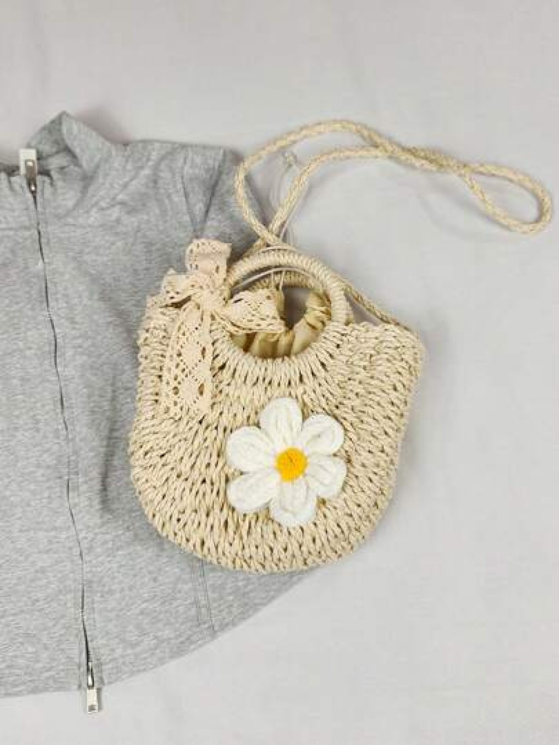 1pc Handbag Drawstring Opening And Closing This Year s Popular Handmade Sunflower Woven Bag For Girl 2025 New Ins Versatile Summer Messenger Bag Shoulder Handbag Comfortable Shoulder Strap Suitable Fo