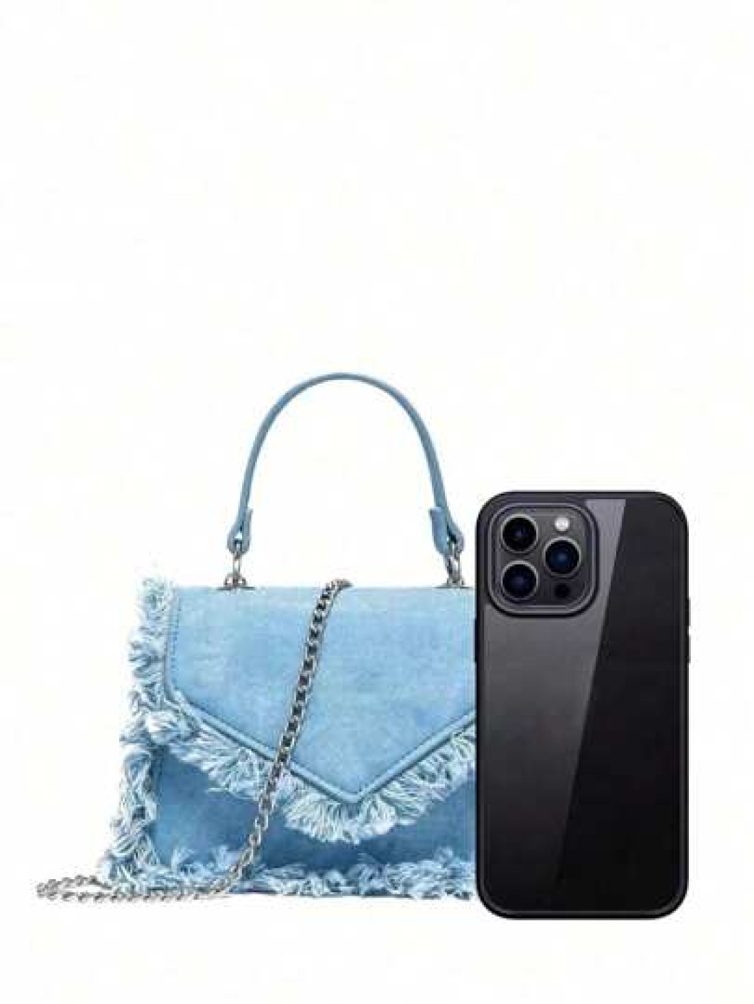 Simple Square Bag Casual Denim Blue Handbag Solid Color Chain Strap Crossbody Bag Shoulder Bag For Girls