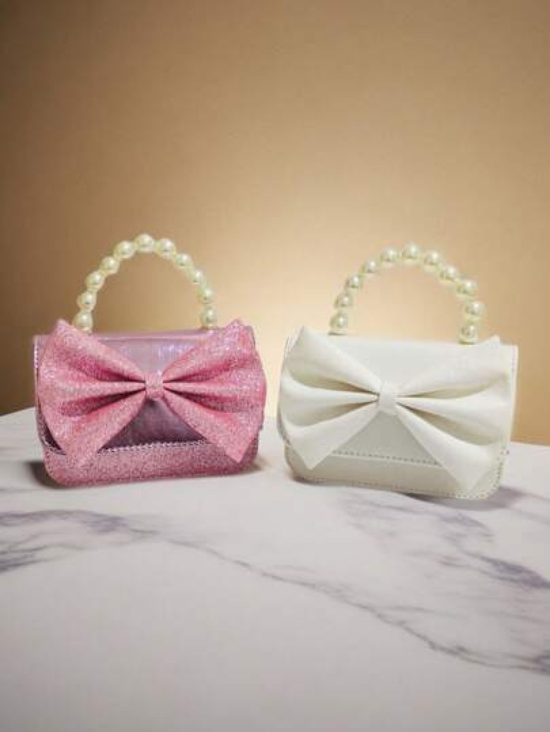 Kids Pearl Handbag Holiday Gift PU Leather Butterfly Decor Fashion Princess Coin Purse Mini Bag For Little Girls