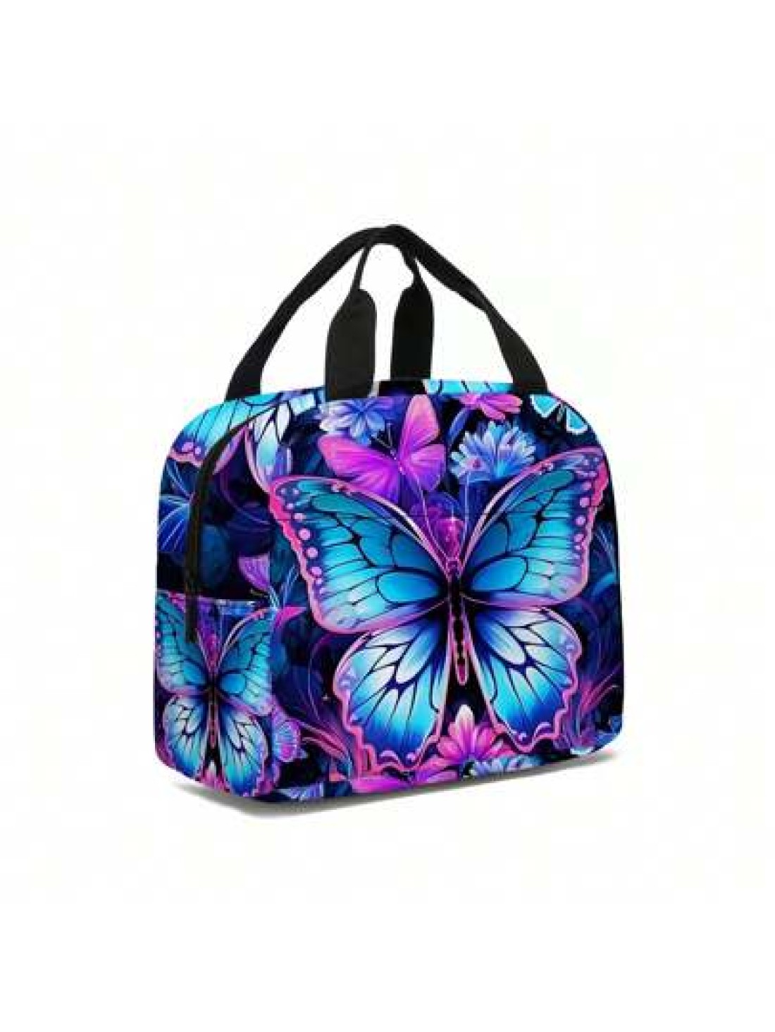 Butterfly Printed Lunch Bag Insulated Tote Bag Portable Tote Bag For Work Travel And Picnics Back To School