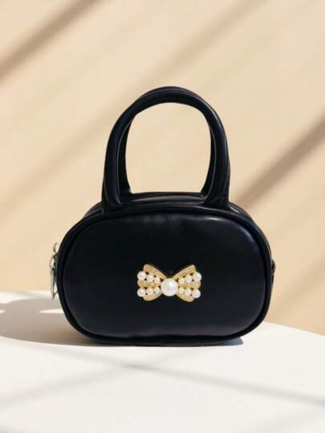 Children s Bag With Pearl Rhinestone Bow Decor Fashion New Style Girls Handbag Holiday Gift Princess Mini Bag Coin Purse Simple Small Round Bag