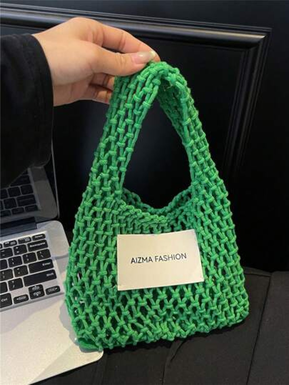 1pc Mini Handbag Nylon Open Closure Summer Hollow Woven Girl S Bag Handbag Seaside Small Mobile Phone Bag Comfortable Suitable For Daily Outings Travel Is A Perfect Gift For Girls