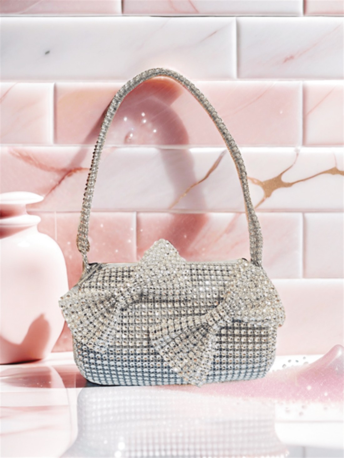 Children s New Round Bow Rhinestone Princess Handbag Sparkly Diamante Kid Girls Party Gift Coin Purse