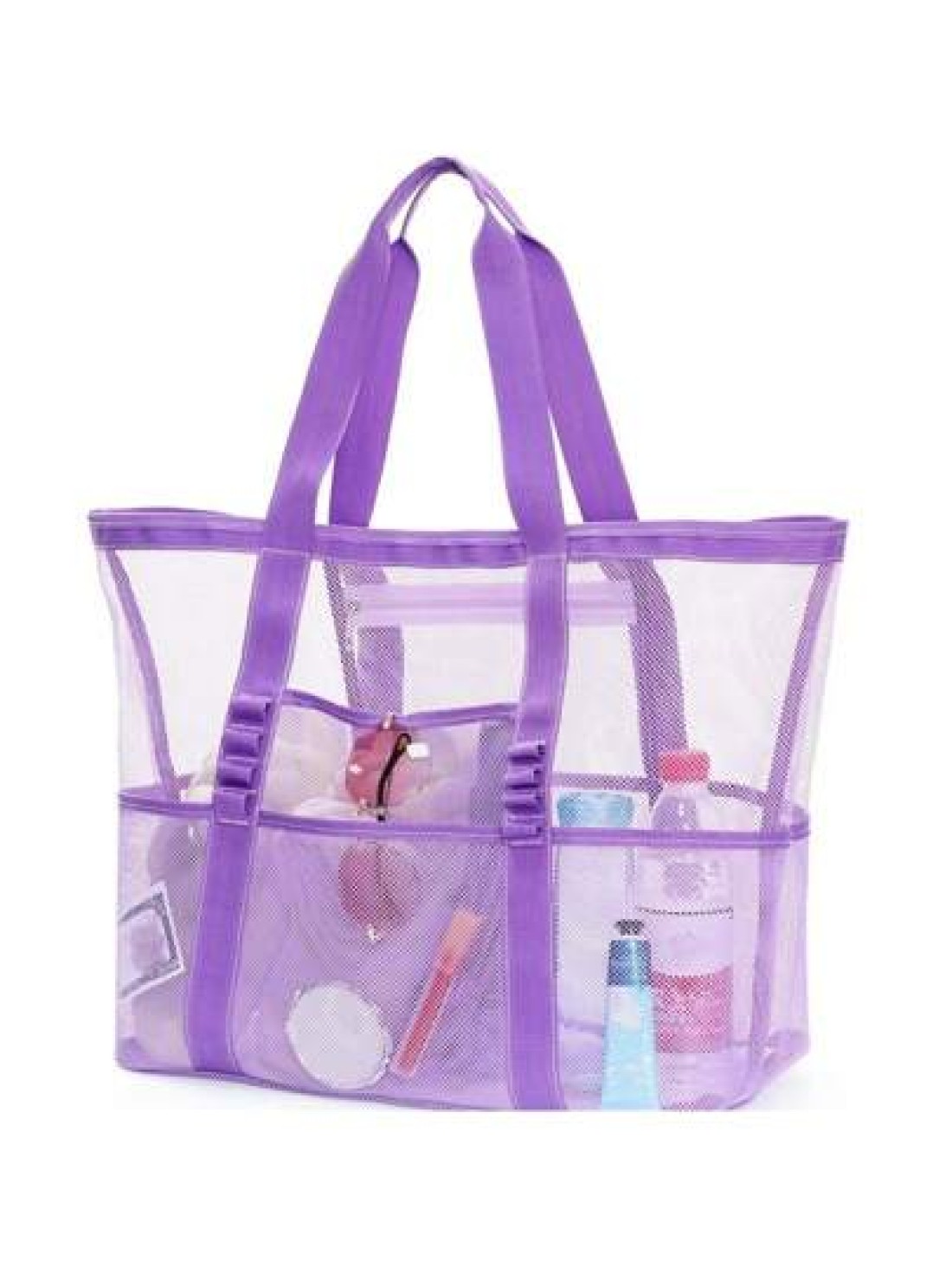1pc Beach Bag Large Capacity Toy Mesh Swimming Bag Wash Shoulder Backpack Outdoor Multi Functional Travel Hand Held Shoulder Beach Bag Swimsuit Storage