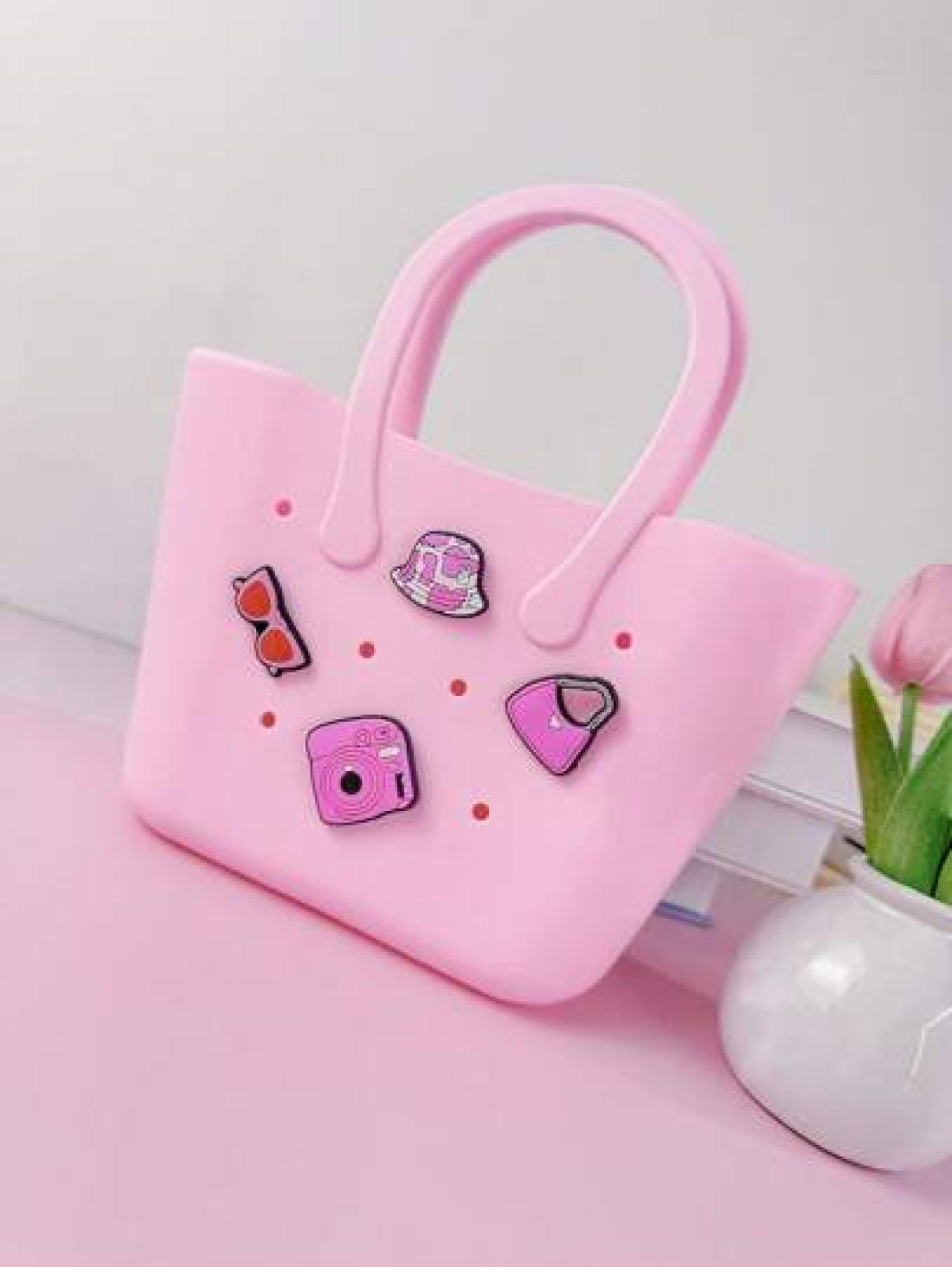 1pc Children s New Solid Color Letter Detachable Silicone DIY Handbag
