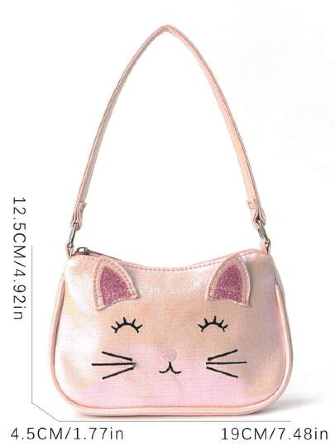 1pc Children Girl Mini Cute Cat Embroidered Handbag Shoulder Bag Suitable For Little Girl Kindergarten Elementary School Students Daily Outdoor Travel Festivals Gift