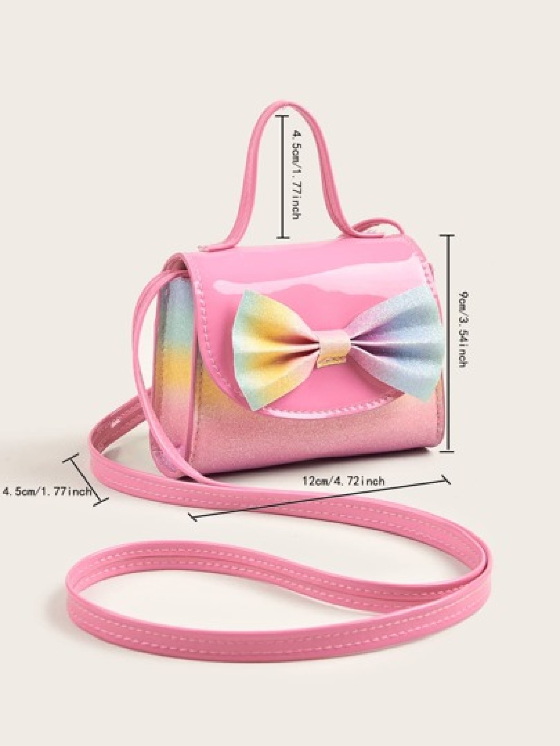 1pc Girls Cute Bowknot Mini Crossbody Bag In Holographic Plaid Print Coin Purse