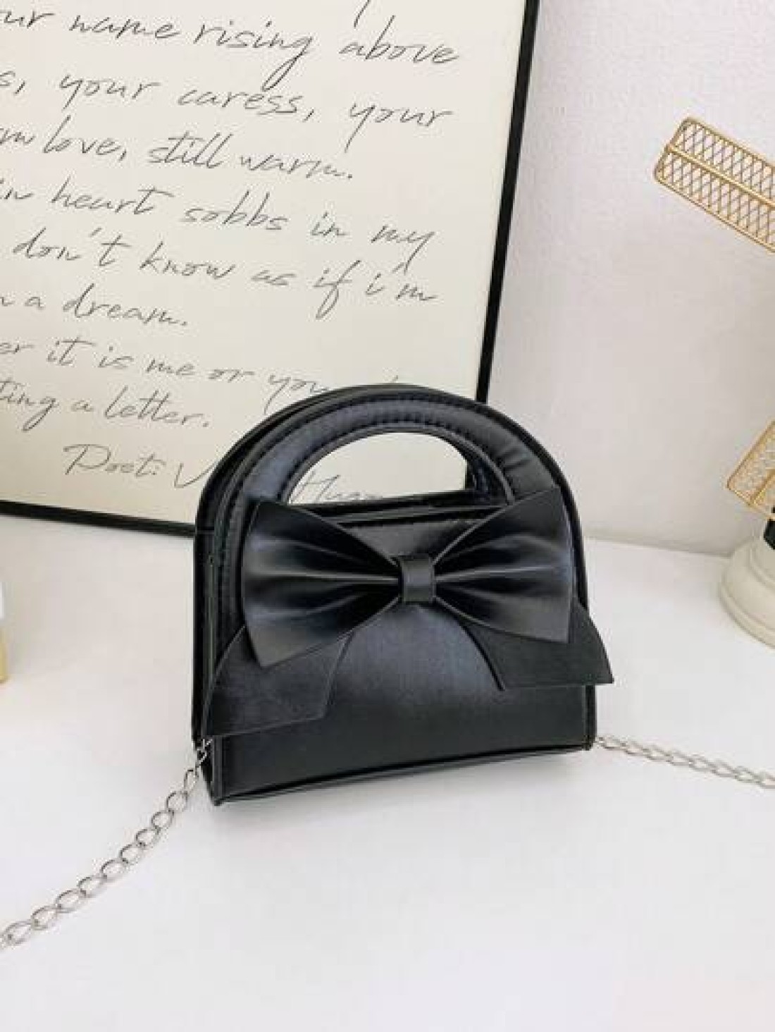 1pc Fashionable Popular Chain Bag Handbag Bow Shoulder Bag Cute Crossbody Bag With Cute Sweet Bow Decoration Handbag Pu Material Magnetic Buckle Opening And Closing Suitable For Shopping Attending Par